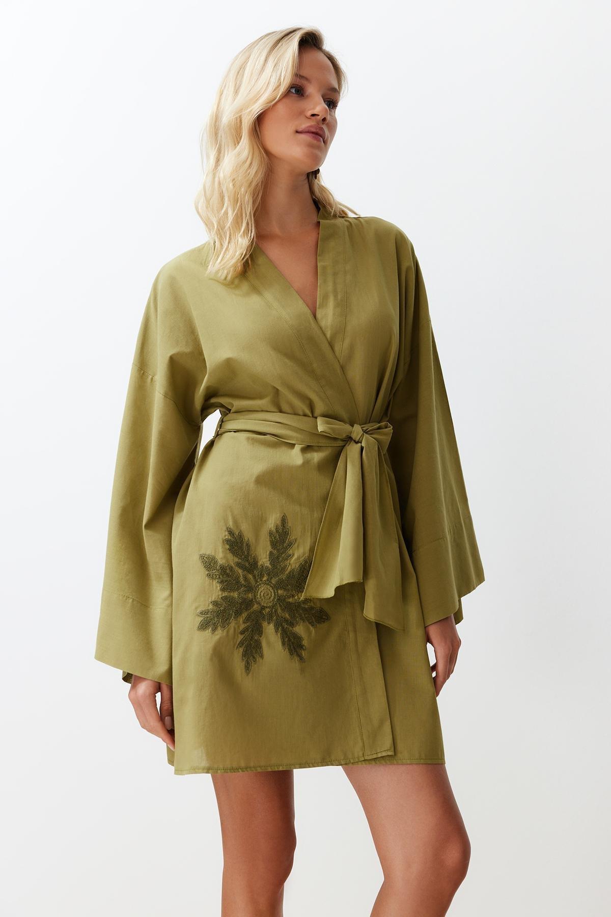 Green Belted Mini Kimono, , large image number 0