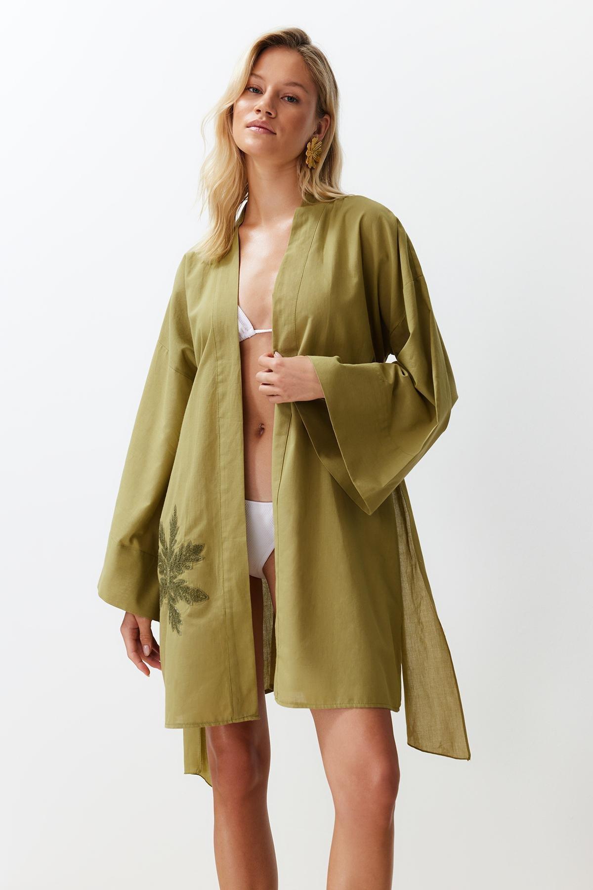 Green Belted Mini Kimono, , large image number 1