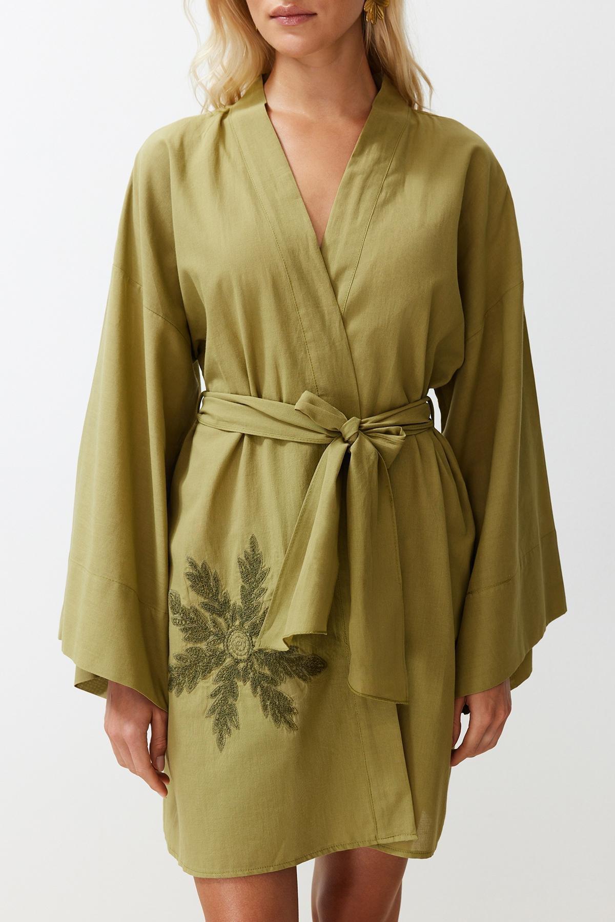 Green Belted Mini Kimono, , large image number 3