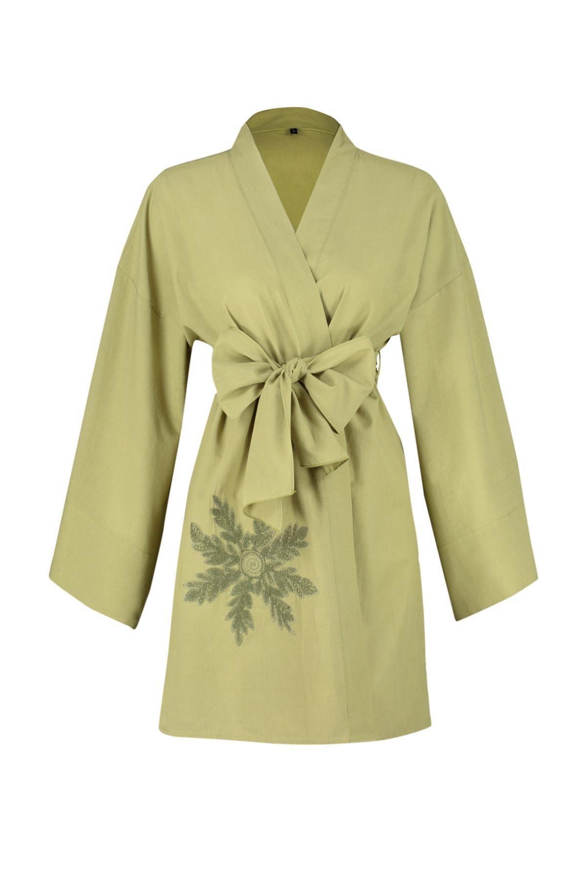 Green Belted Mini Kimono, , large image number 4