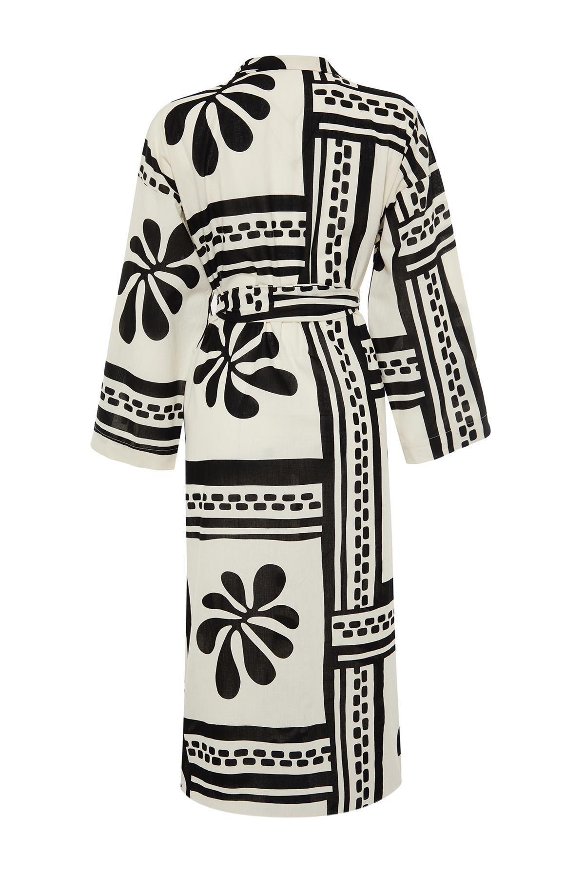 Multicolour Floral Maxi Cotton Kimono, , large image number 6
