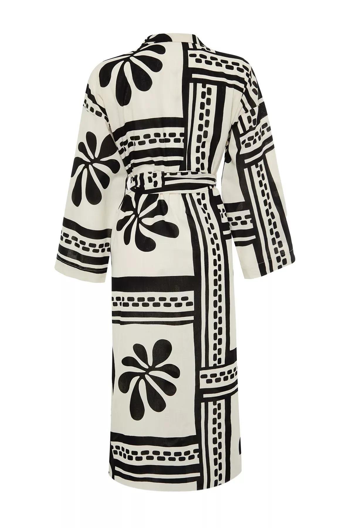 كيمونو قطن طويل بنقشة زهور، ألوان متعددة, C101_1704, large image number 6