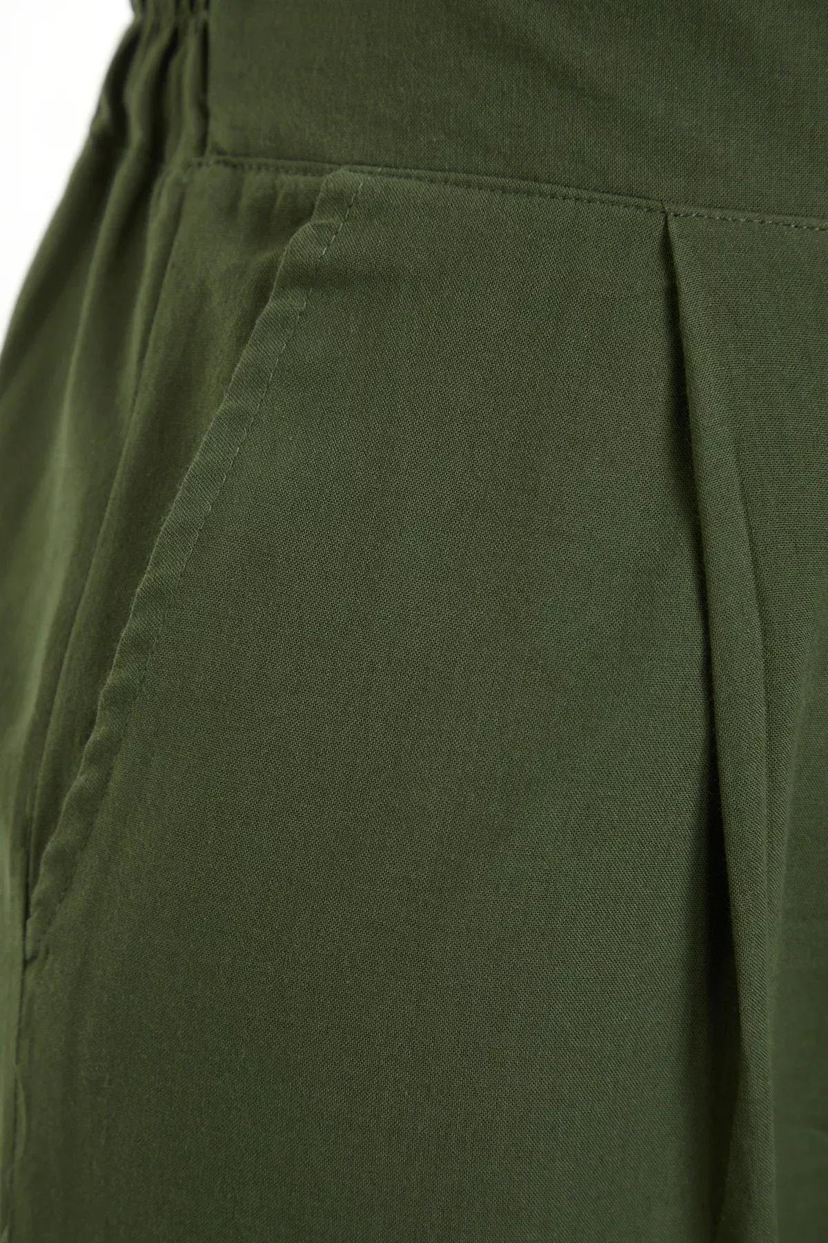 Khaki Woven High Waist Trousers, C101_4009, large image number 5