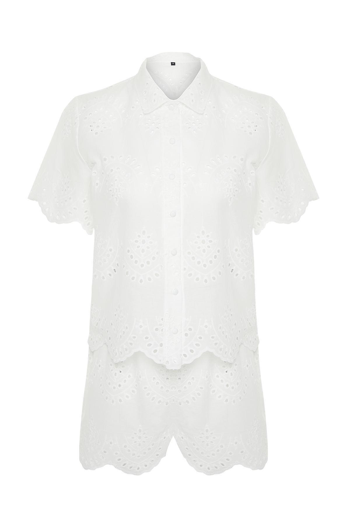 Trendyol - White Embroided Co-Ord Set