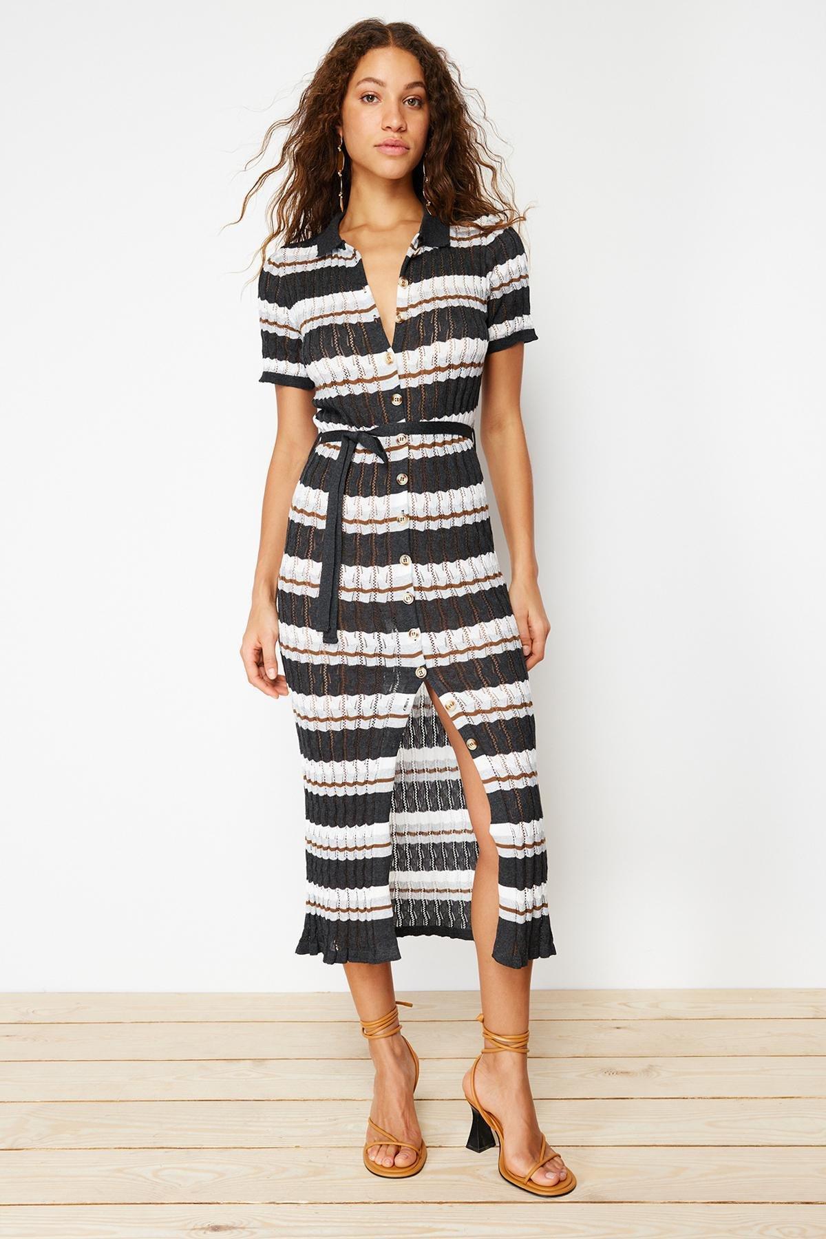 Multicolour Limited Edition Polo Collar Maxi Dress, , large image number 2