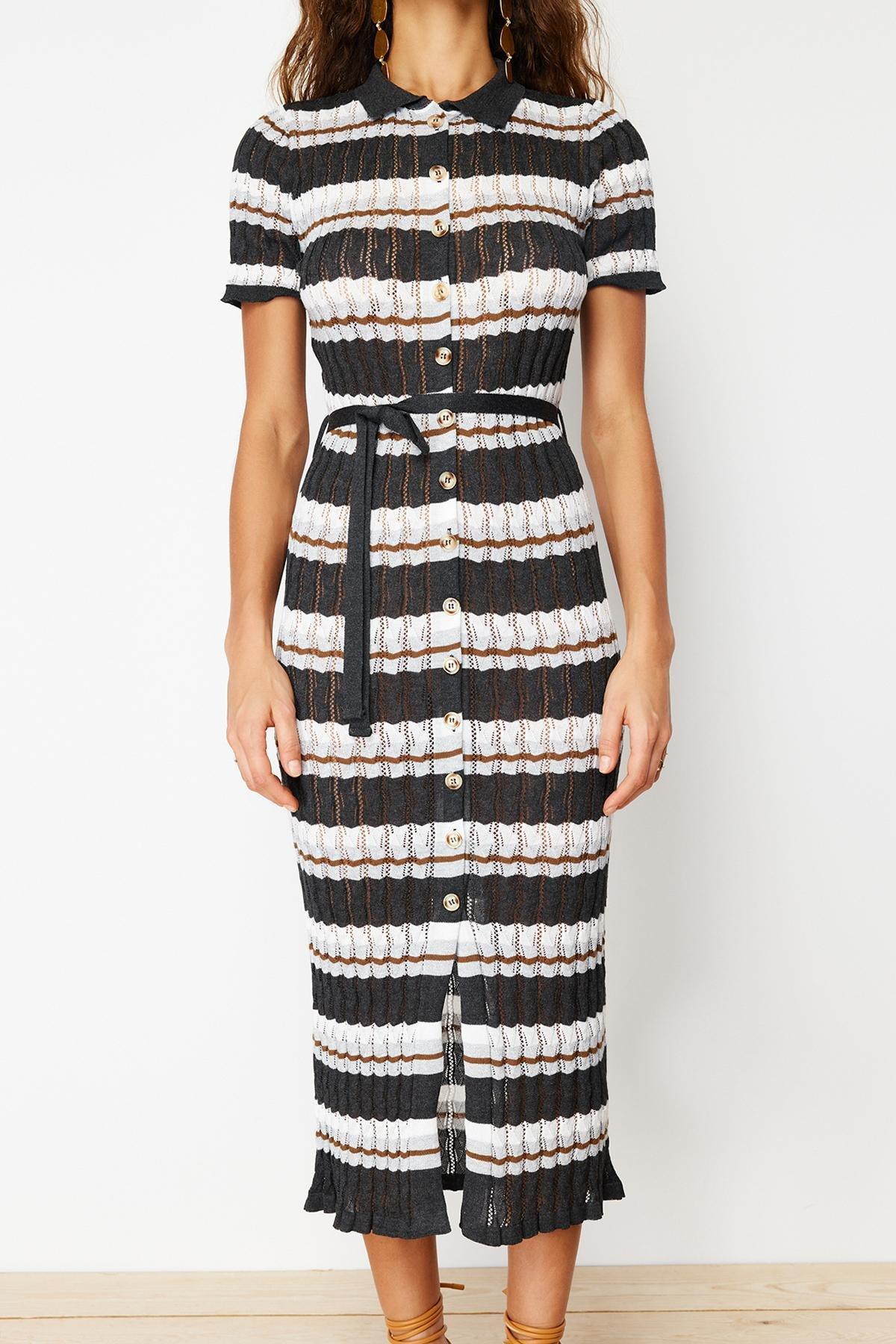 Multicolour Limited Edition Polo Collar Maxi Dress, , large image number 4