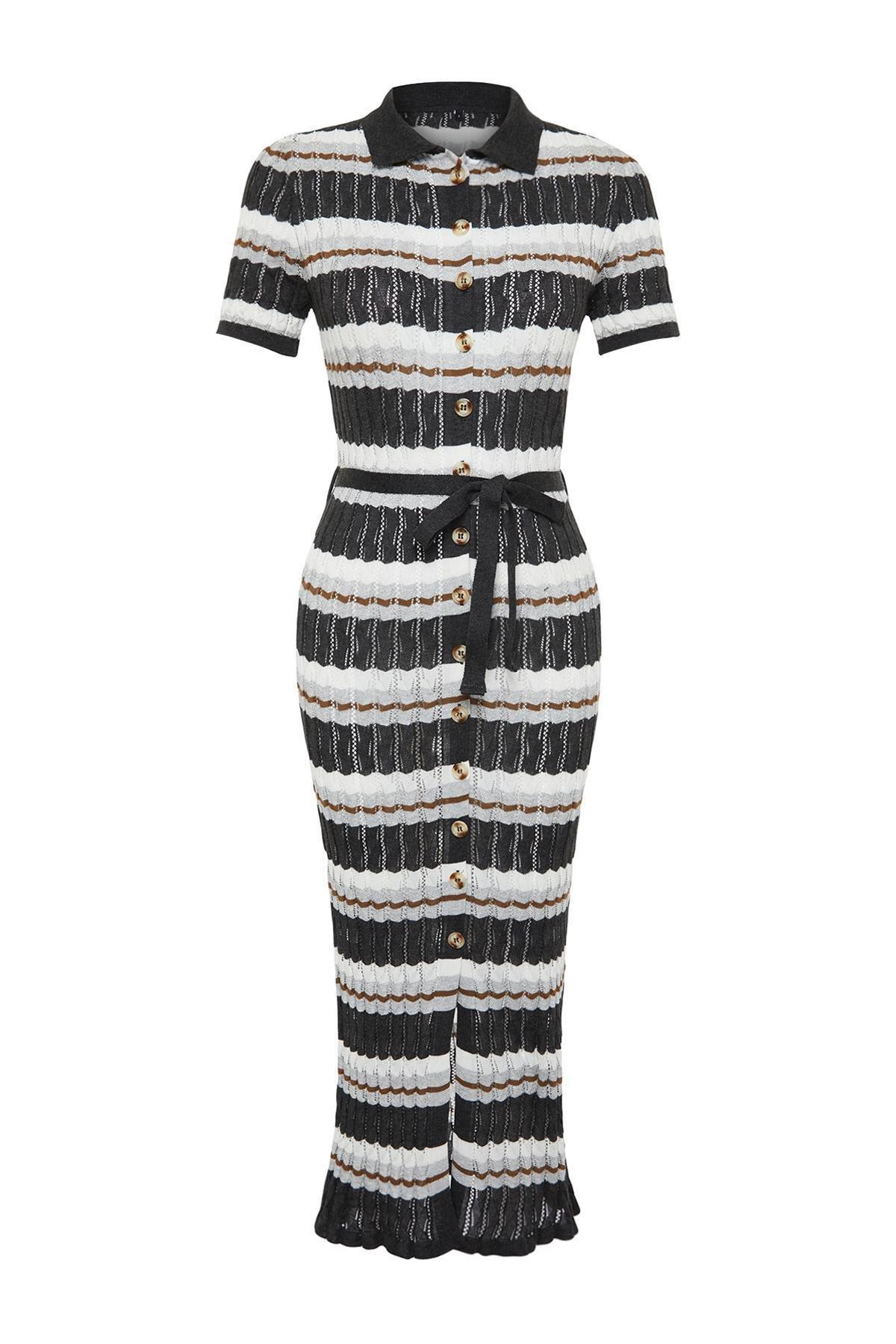 Multicolour Limited Edition Polo Collar Maxi Dress, , large image number 5
