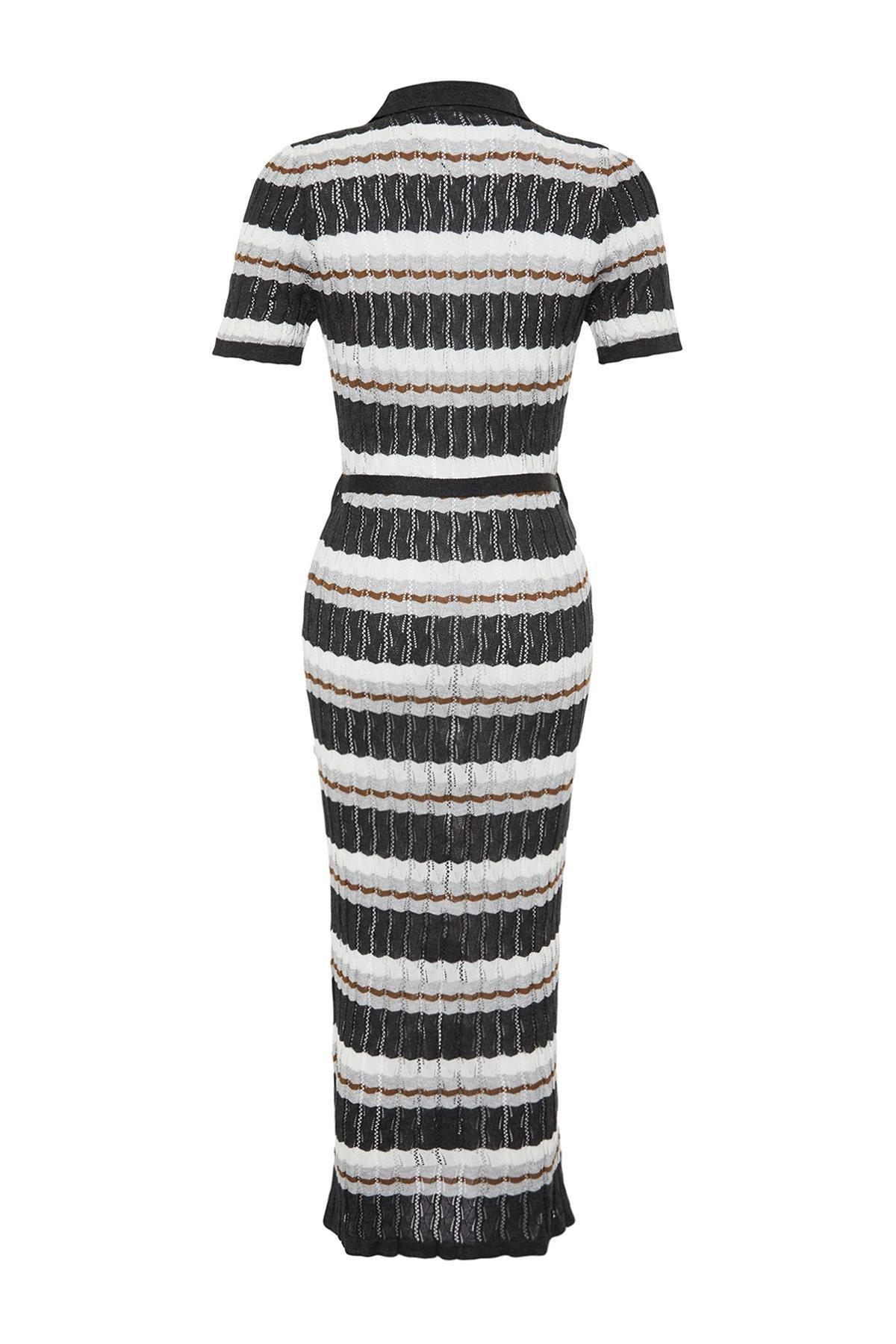 Multicolour Limited Edition Polo Collar Maxi Dress, , large image number 6