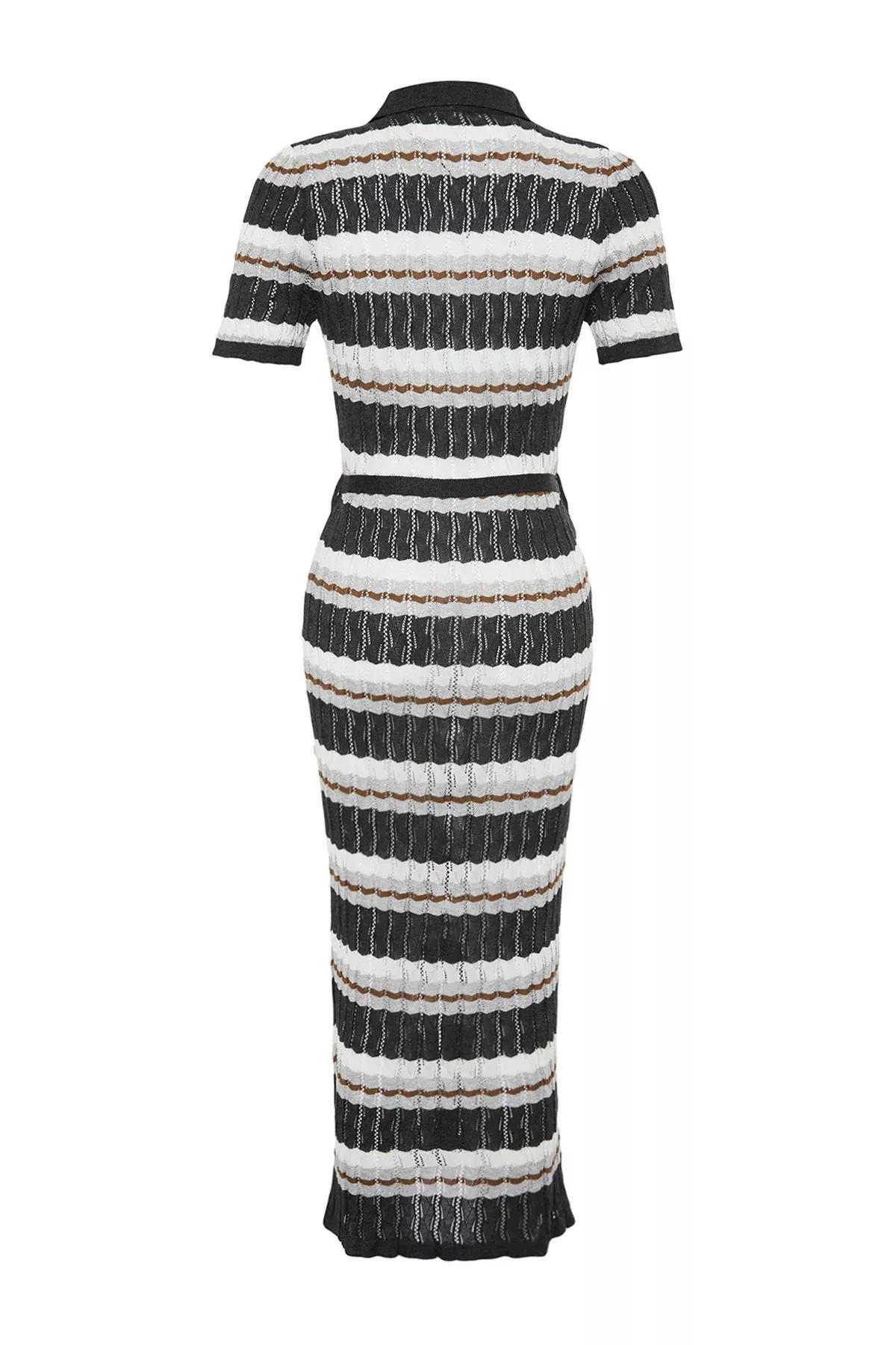 Multicolour Limited Edition Polo Collar Maxi Dress, Anthracite, large image number 6