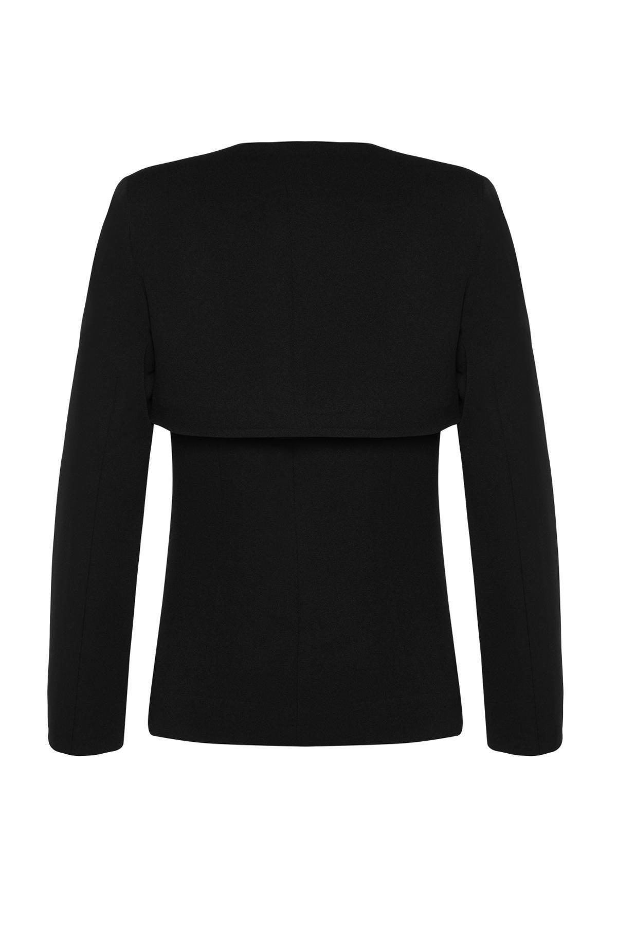 Black Bolero Detail Woven Blazer Jacket, , large image number 6