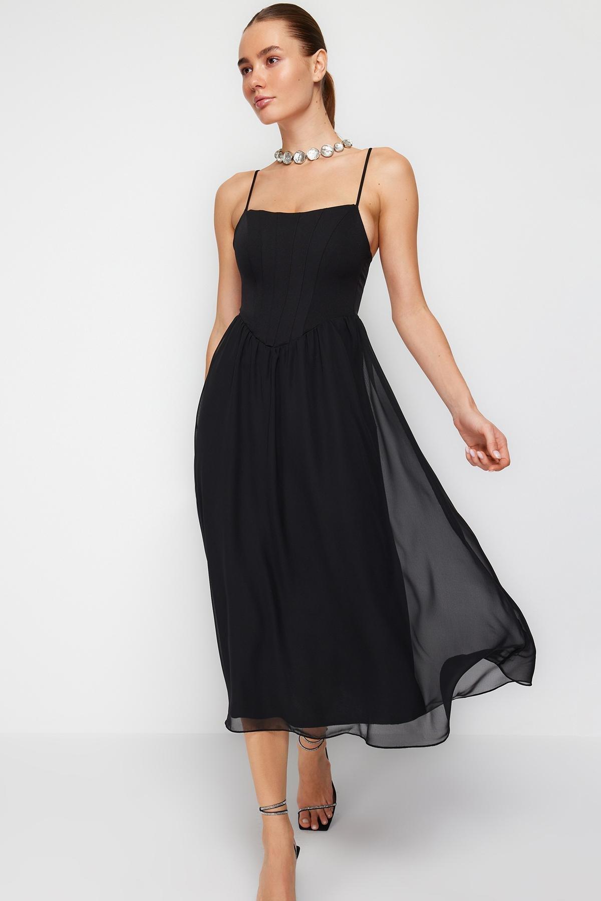 Black Corset Tulle Elegant Occasionwear Dress, , large image number 0