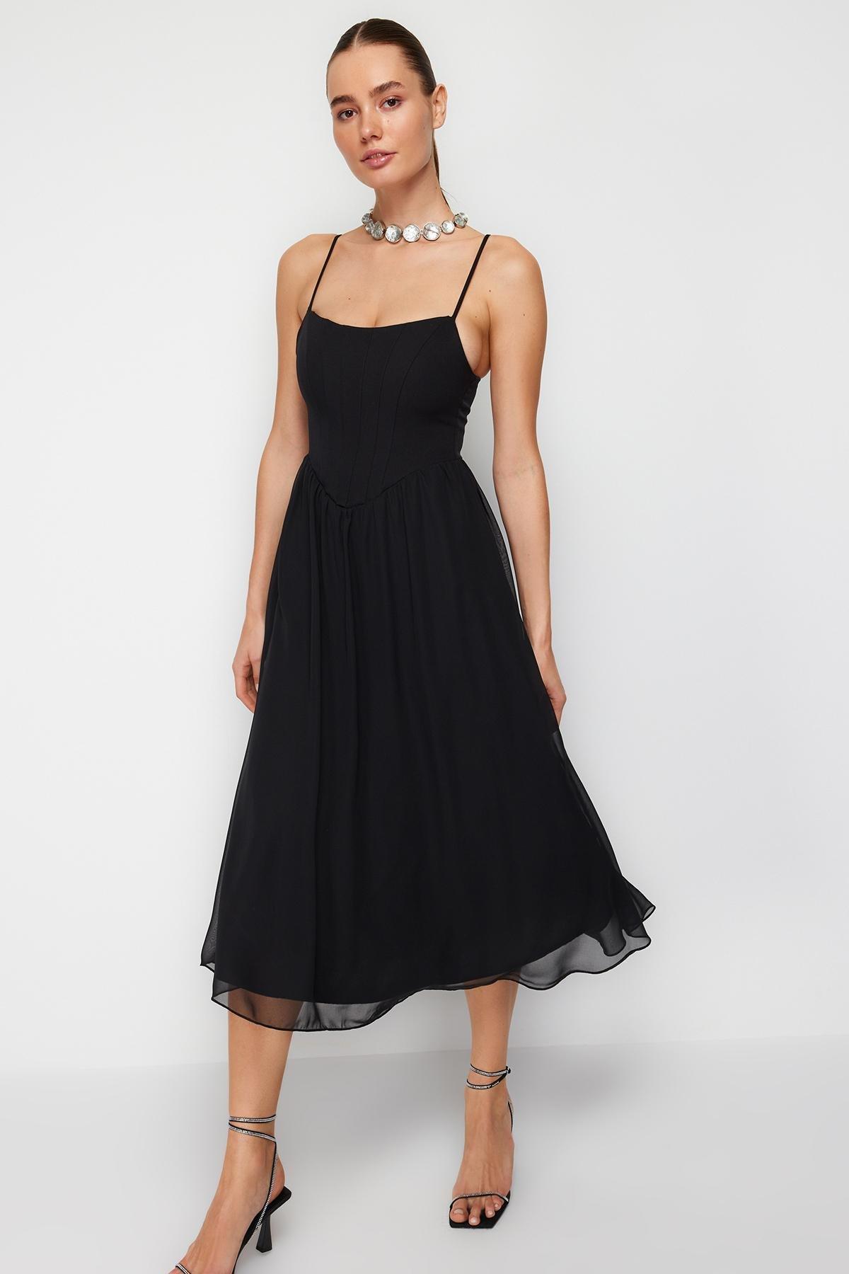 Black Corset Tulle Elegant Occasionwear Dress, , large image number 1
