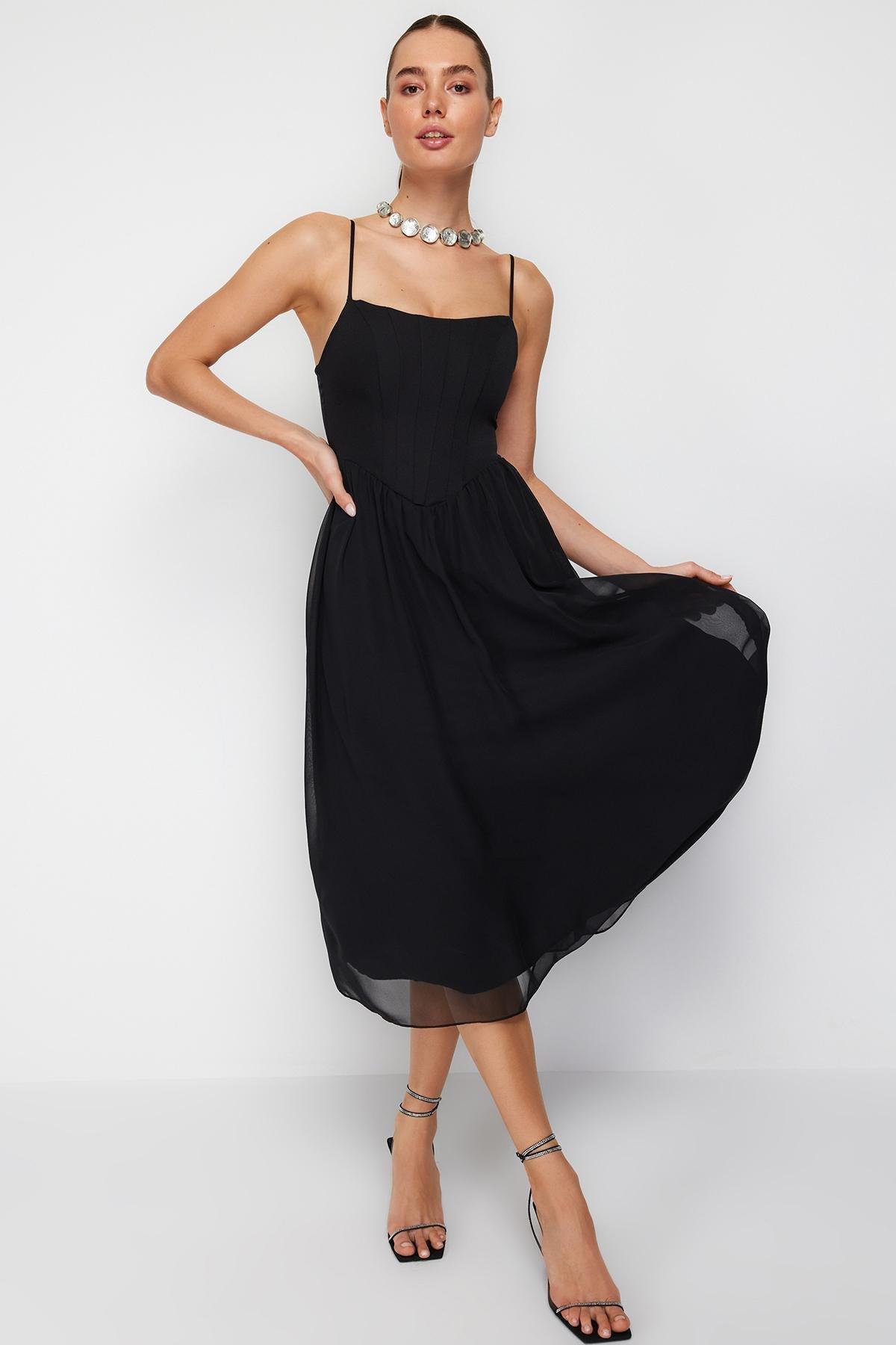 Black Corset Tulle Elegant Occasionwear Dress, , large image number 2