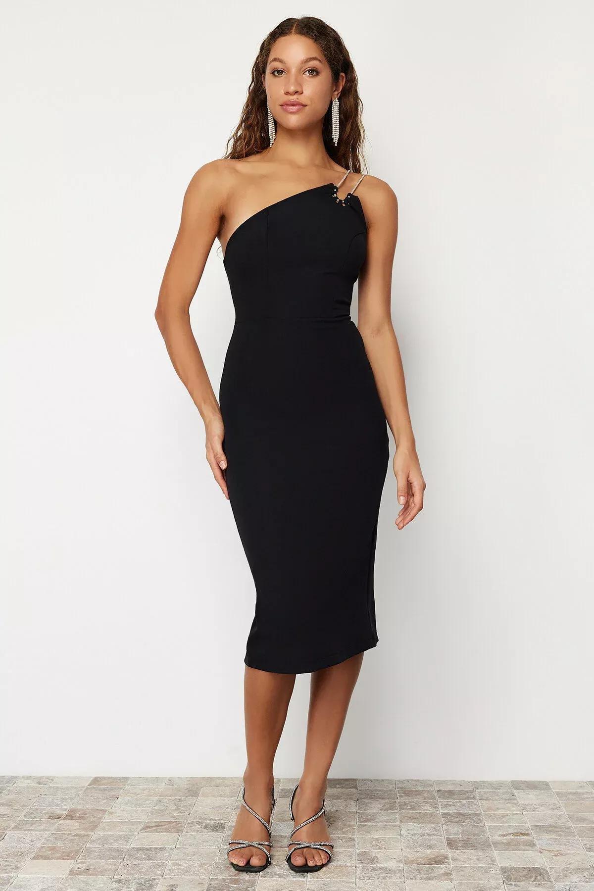 Black Fitted Occasion Wear Dress, BLACK, large image number 1