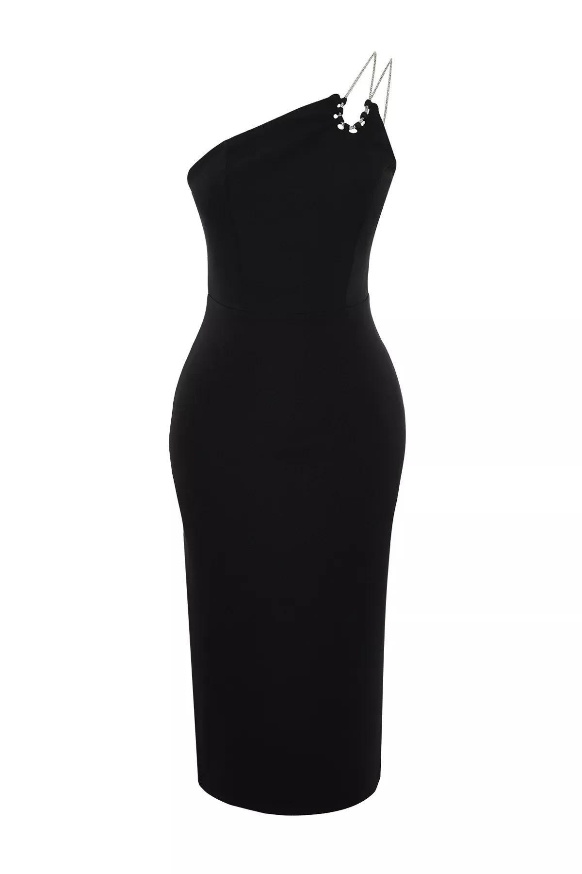 Black Fitted Occasion Wear Dress, BLACK, large image number 5
