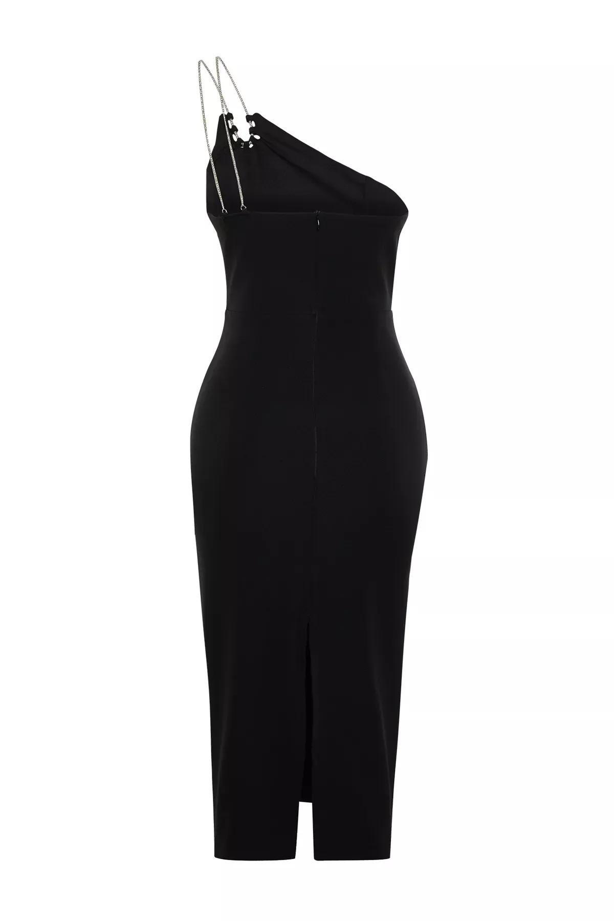 Black Fitted Occasion Wear Dress, BLACK, large image number 6