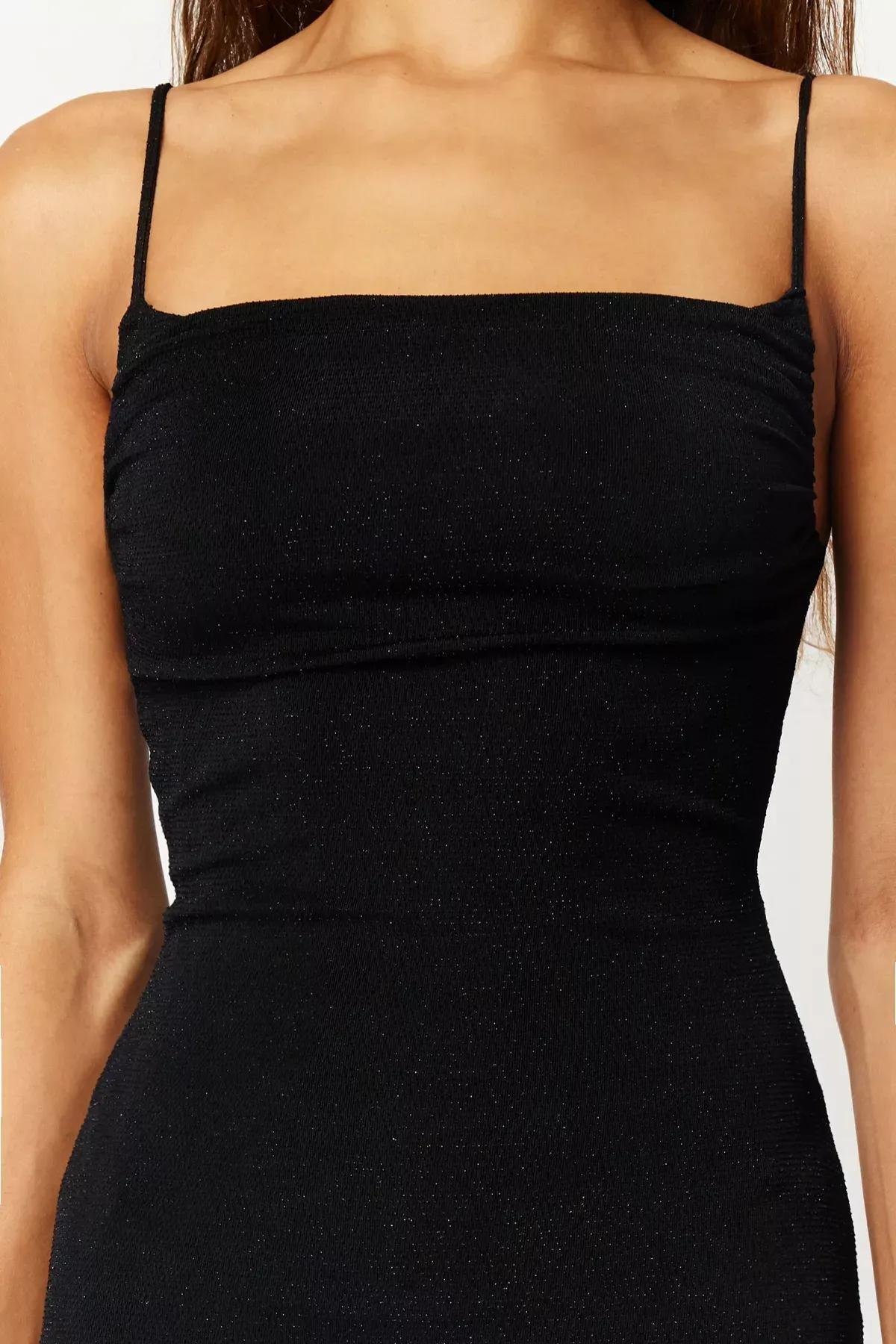 Black Knitted Occasionwear Dress, BLACK, large image number 4