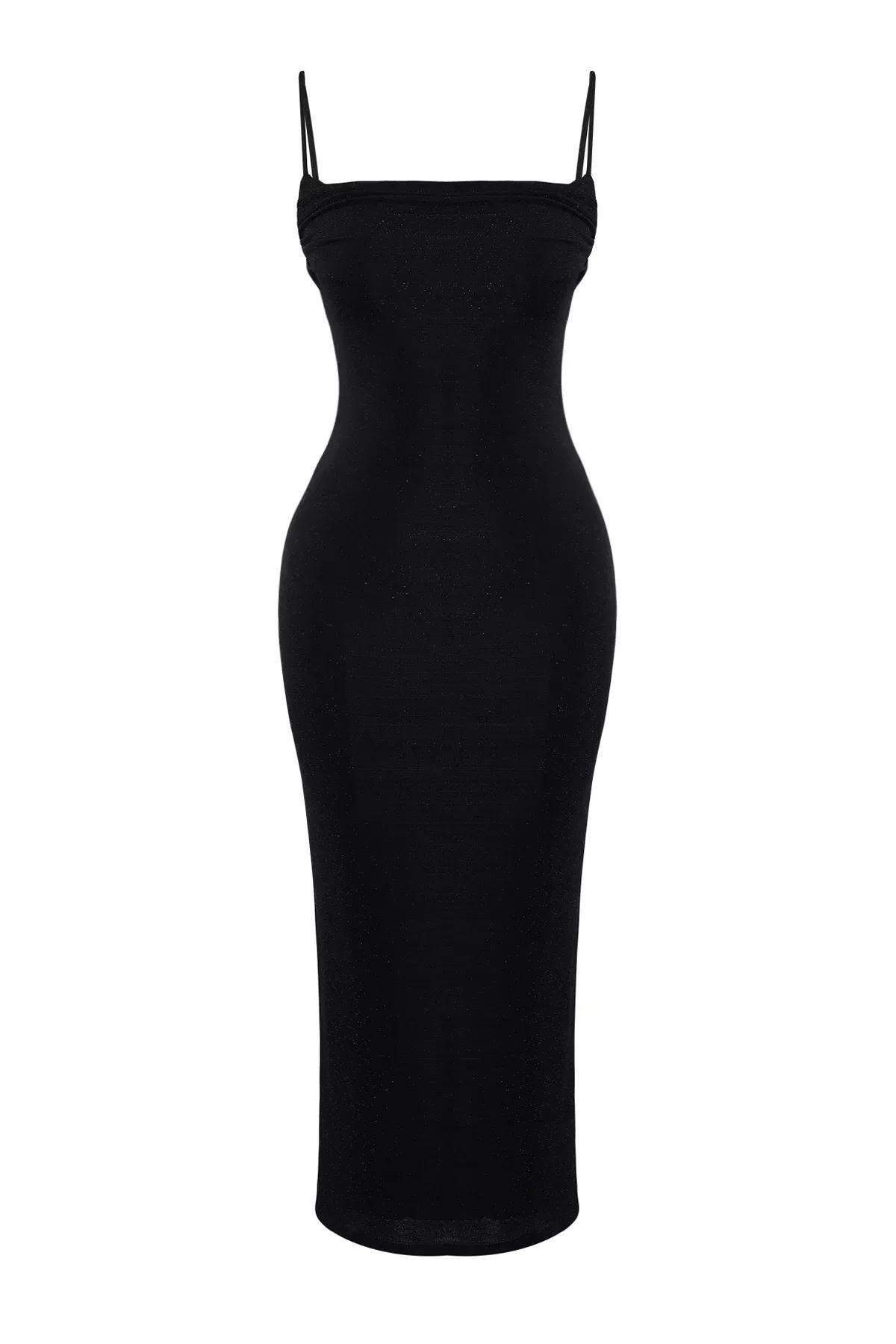 Black Knitted Occasionwear Dress, BLACK, large image number 5