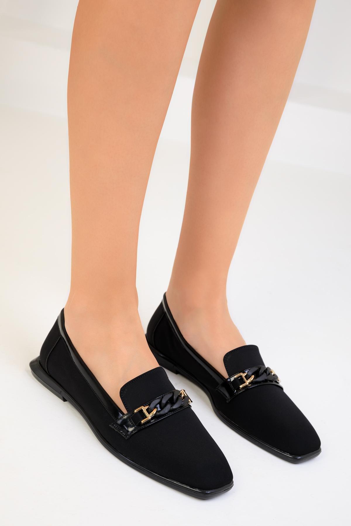 Black Detailed Flats, BLACK, large image number 2