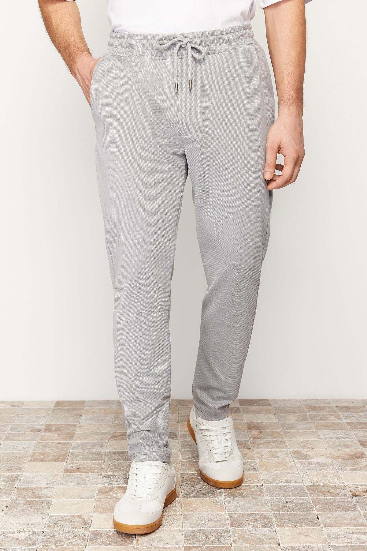 Grey Textured Waist Lace-Up Trousers, , large image number 3