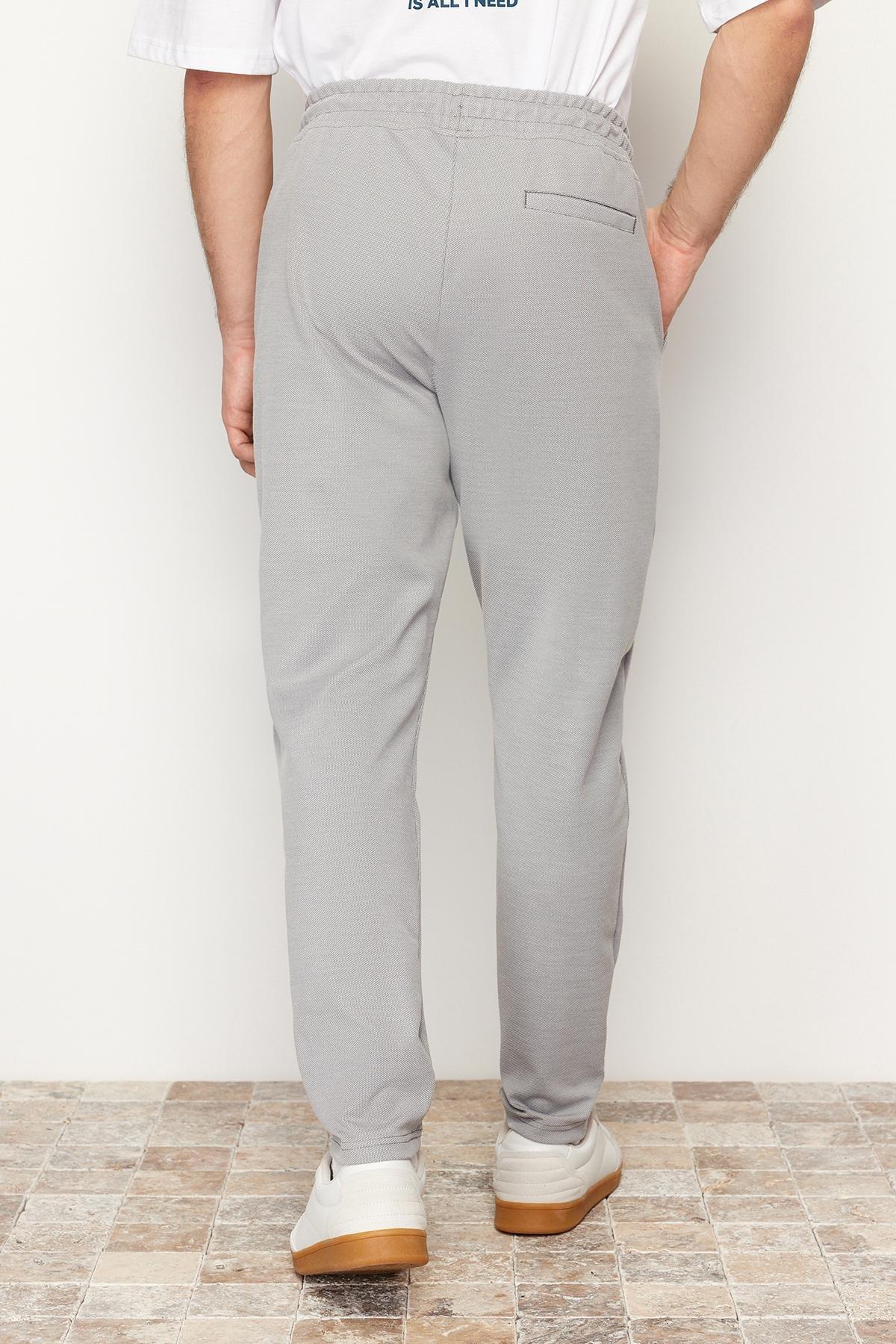 Grey Textured Waist Lace-Up Trousers, , large image number 4