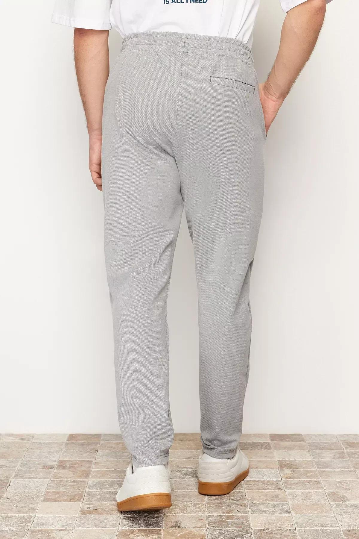 Grey Textured Waist Lace-Up Trousers, C101_1653, large image number 4