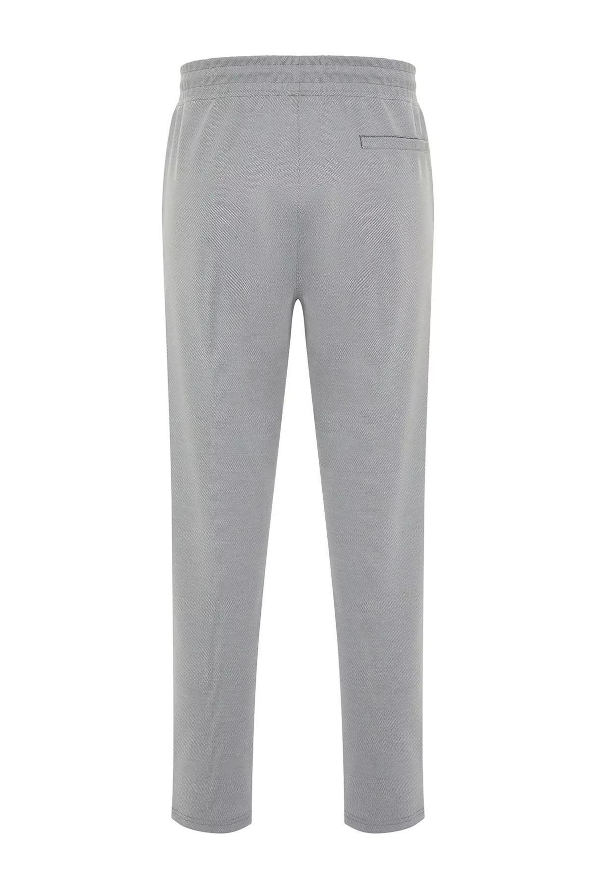 Grey Textured Waist Lace-Up Trousers, C101_1653, large image number 5
