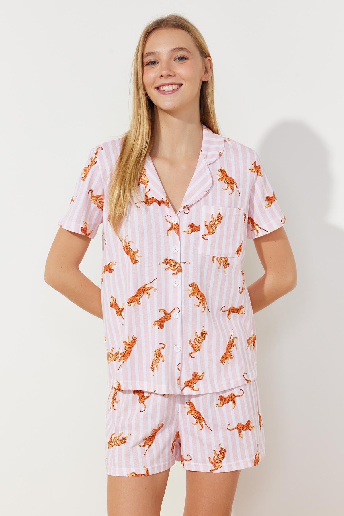 Multicolour Patterned Knitted Pajama Set, , large image number 2