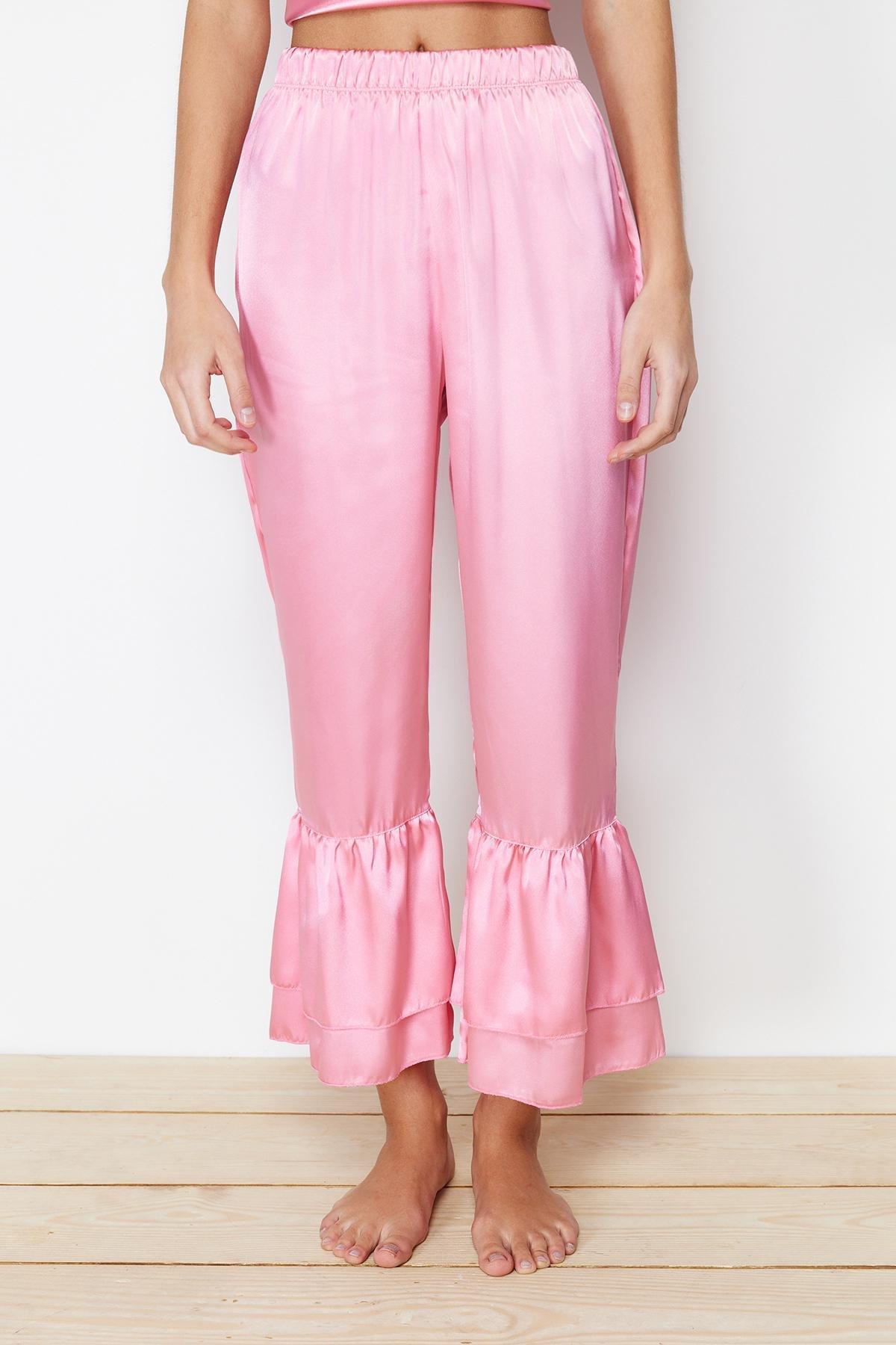 Pink Flounce Detailed Capri Pyjamas Set, , large image number 4