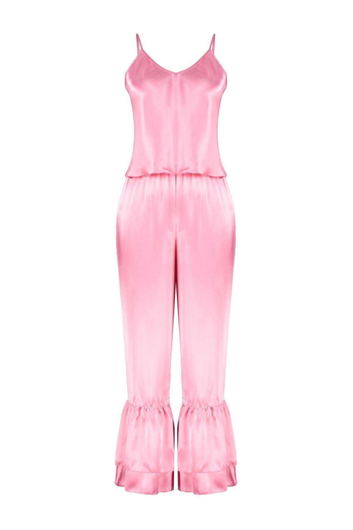 Pink Flounce Detailed Capri Pyjamas Set, , large image number 5