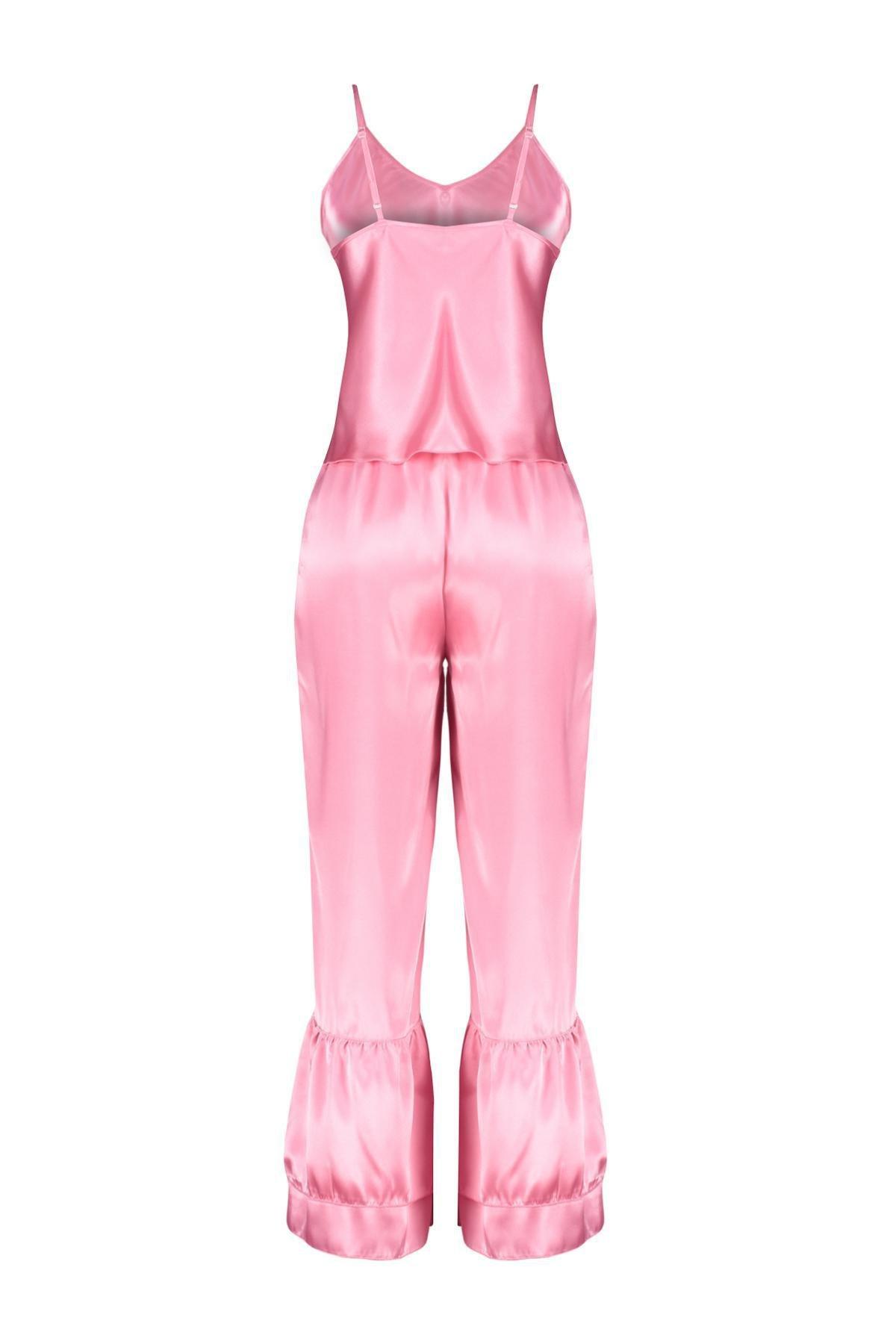 Pink Flounce Detailed Capri Pyjamas Set, , large image number 6