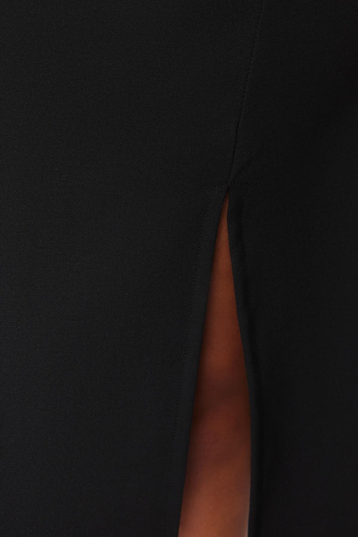Black Slit Detailed Midi Dress, , large image number 4
