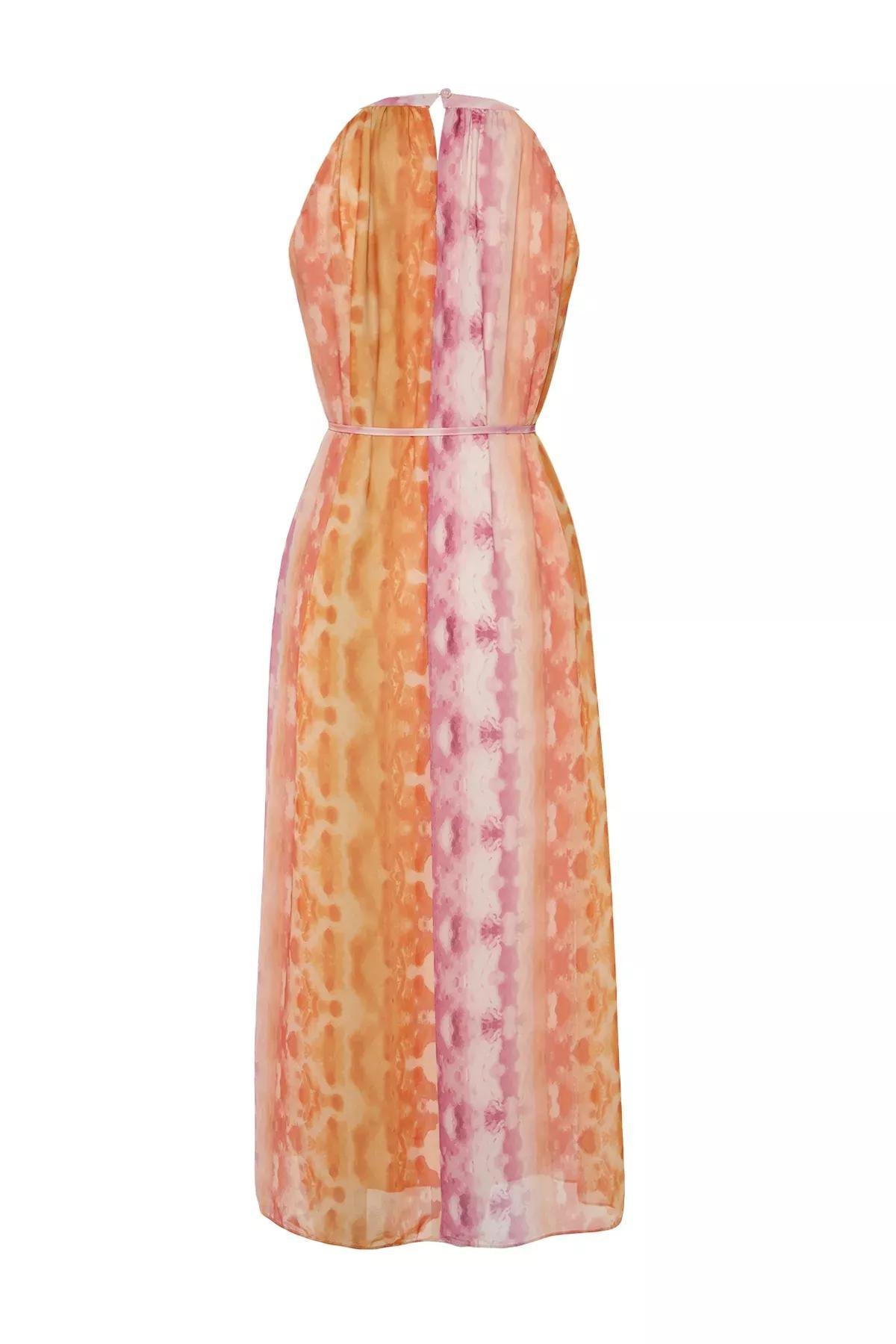 Pink Straight Cut Chiffon Maxi Dress, Pink, large image number 6