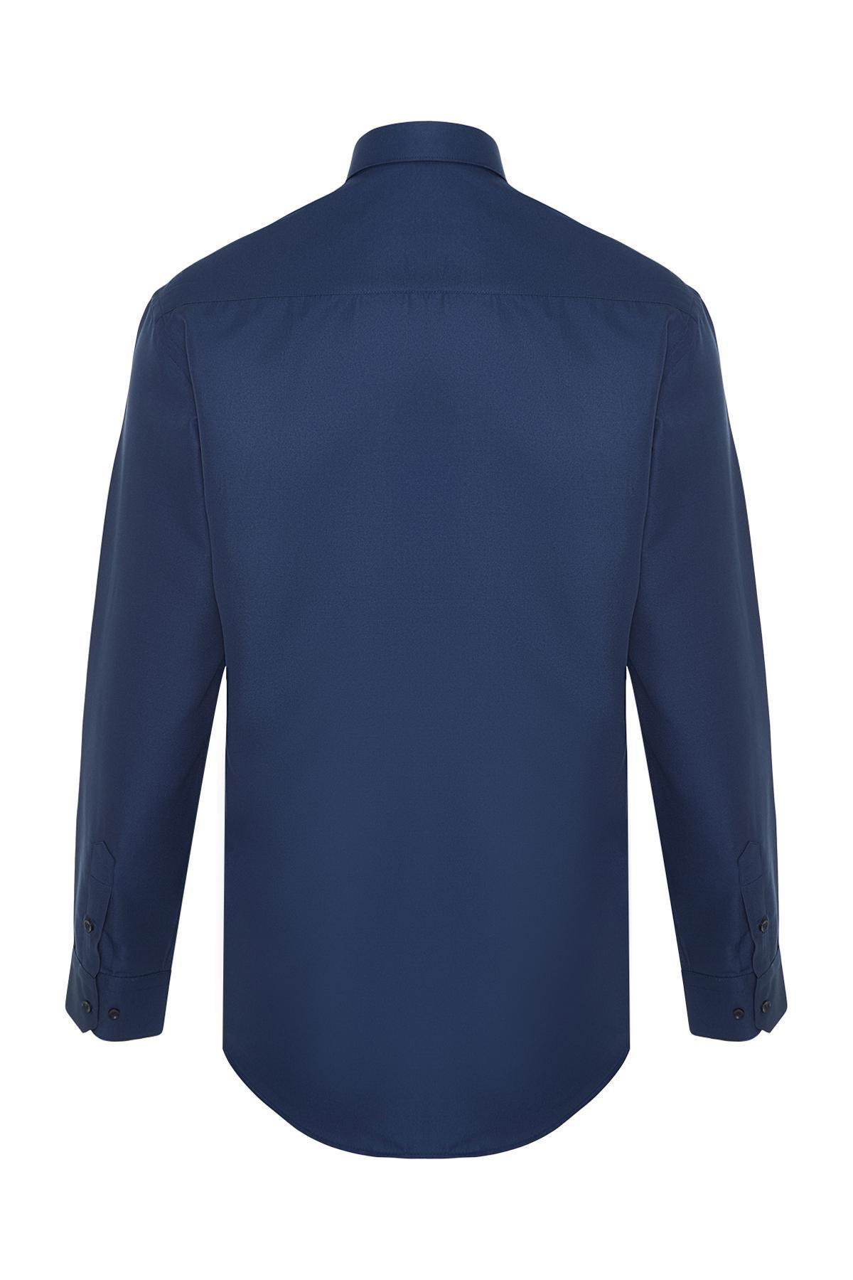 Navy Plain Collared Shirt, , large image number 2