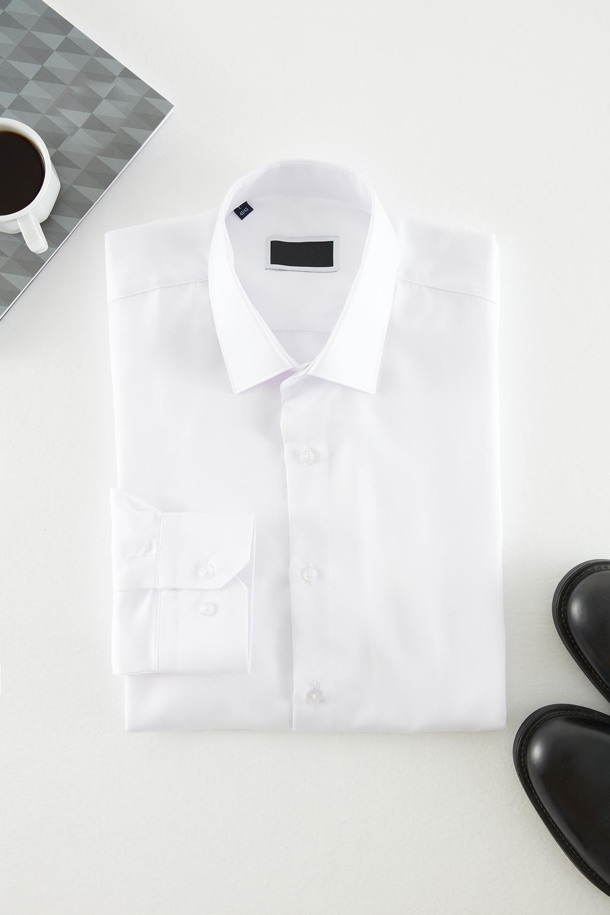 White Plain Collared Shirt, , large image number 0