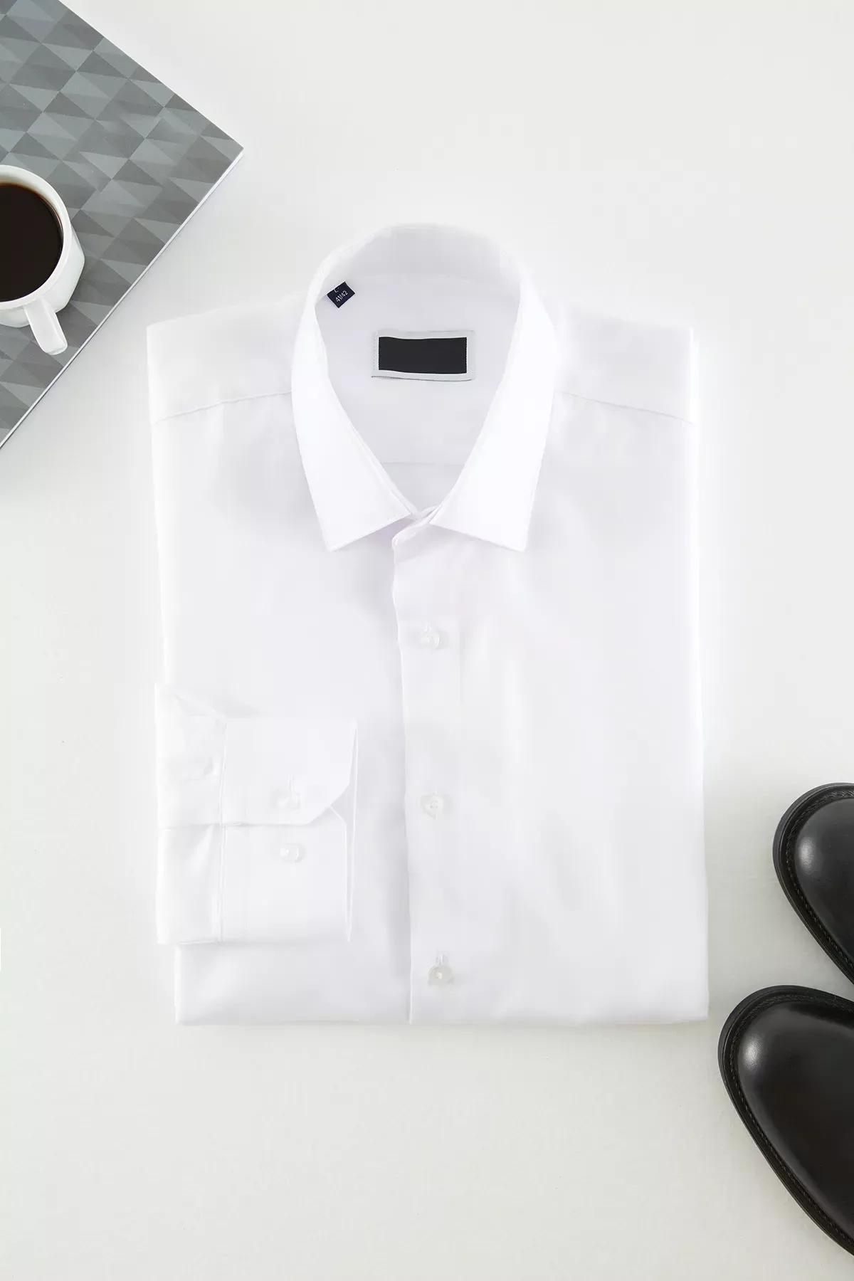 White Plain Collared Shirt, , large image number 0