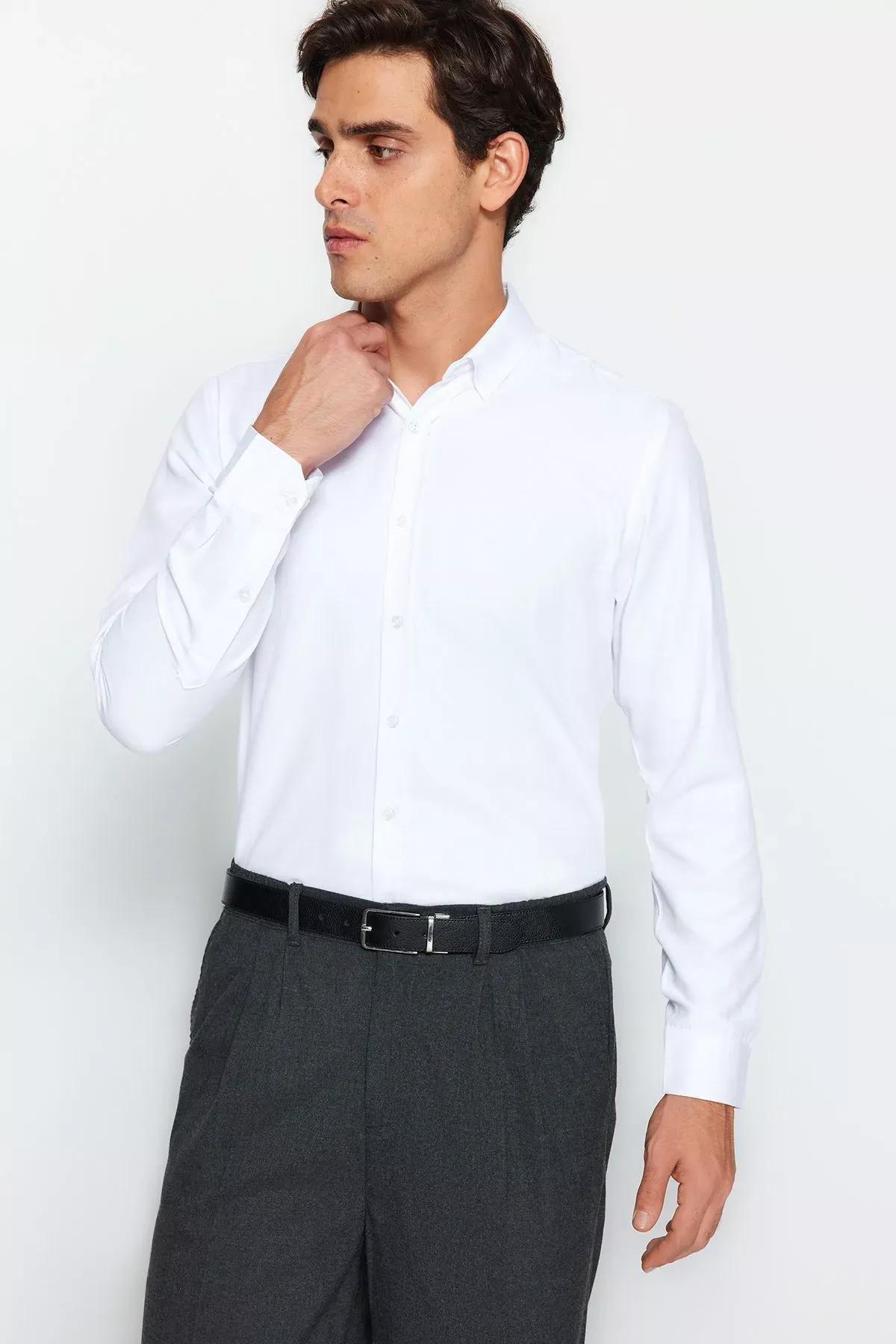 White Plain Collared Shirt, , large image number 3