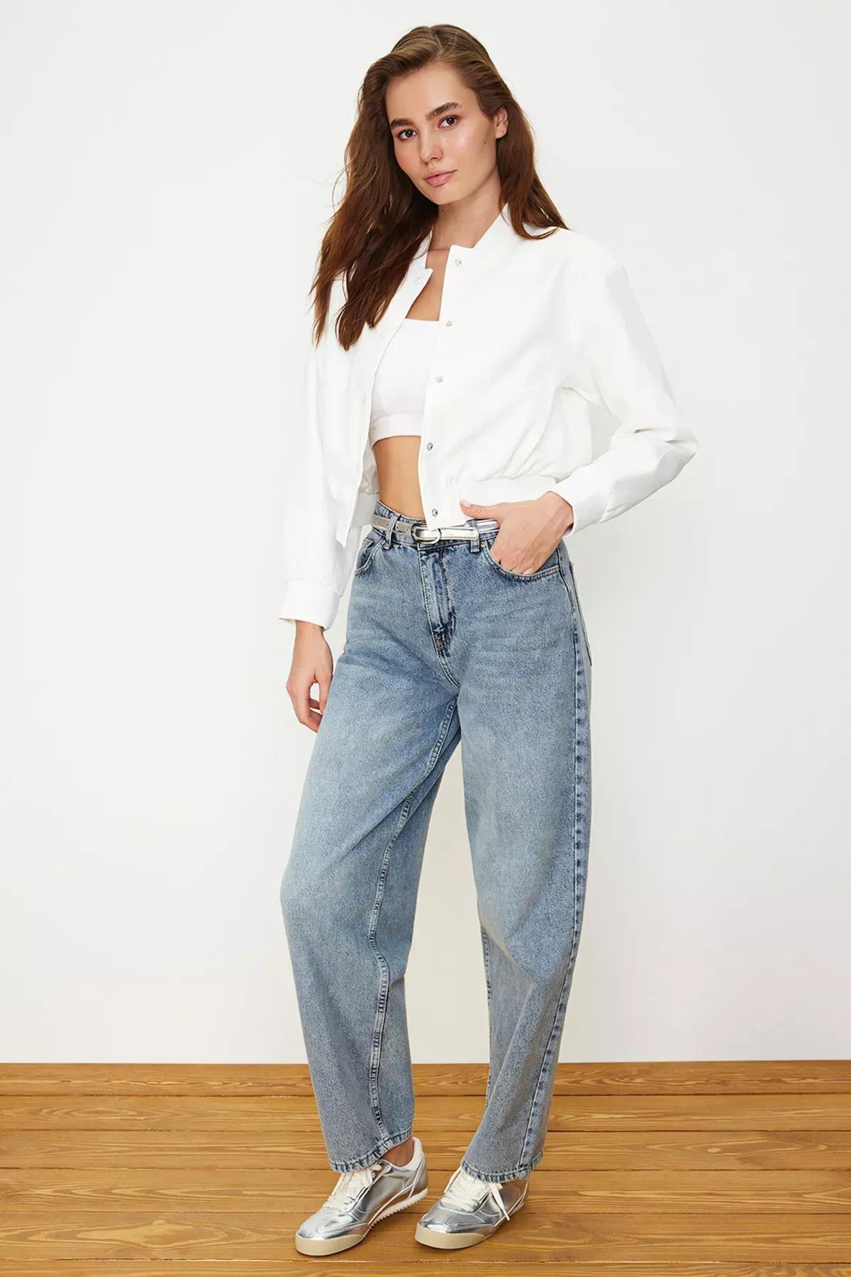 Beige Crop Thin Bomber Jacket, Ecru, medium