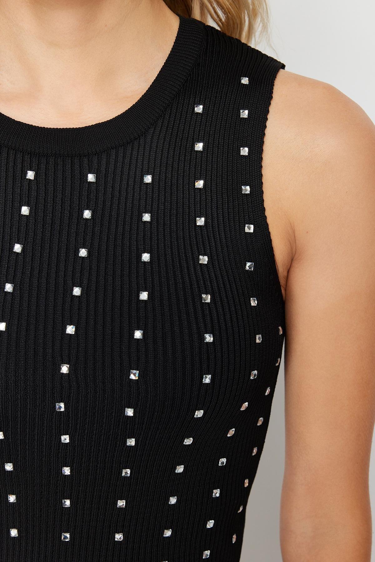 Black Stone Detailed Knitwear Blouse, , large image number 4