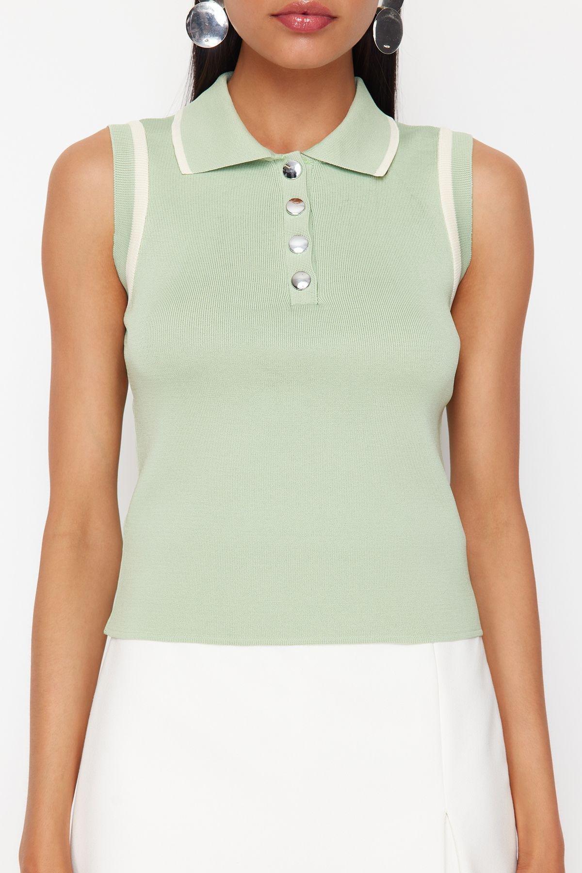 Green Casual Cropped Polo Shirt, , large image number 3