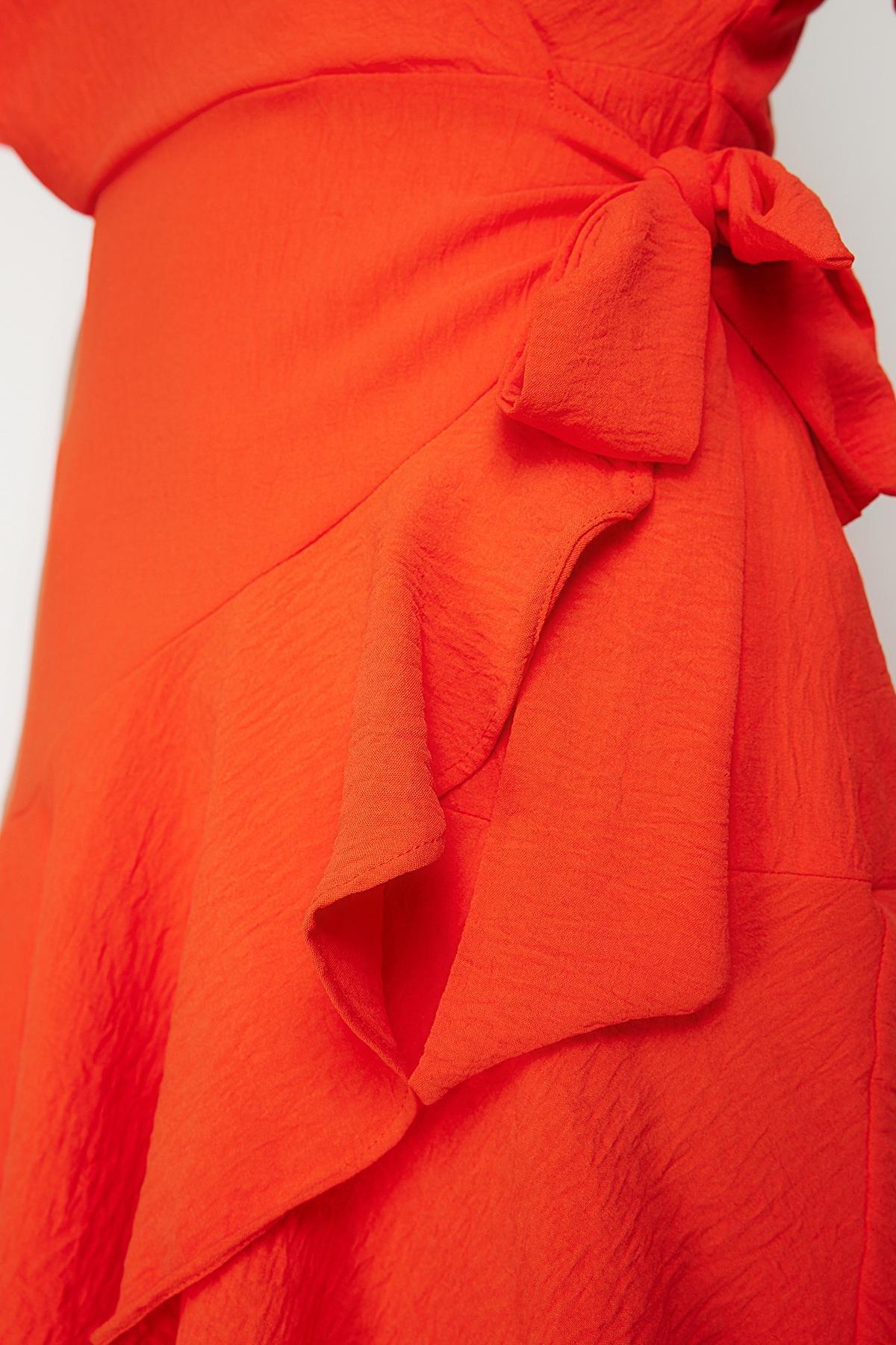 Orange Double Breasted Mini Woven Dress, , large image number 4