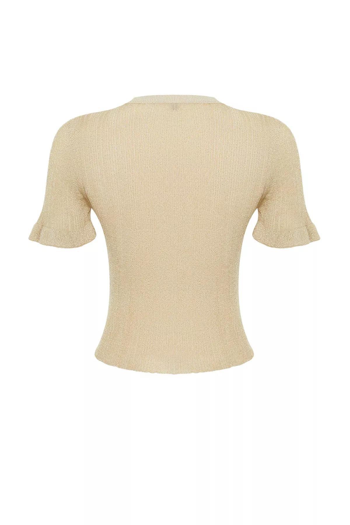 Beige Detailed T-Shirt Sweater, LIGHT YELLOW, large image number 6