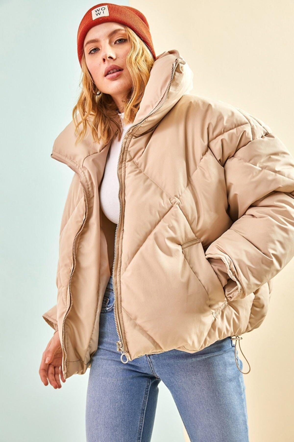 Beige Oversized Puffy Coat, , large image number 0