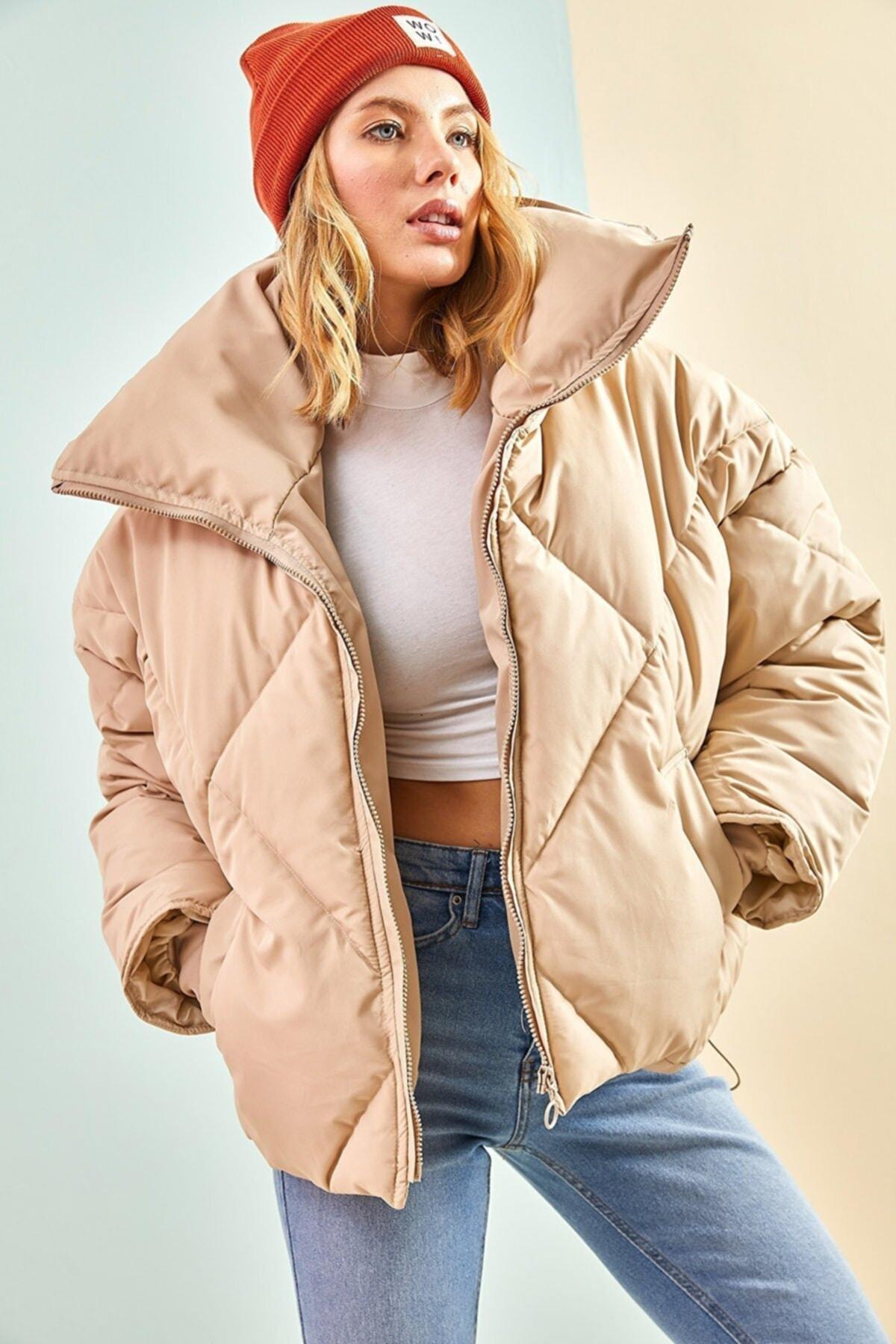 Beige Oversized Puffy Coat, , large image number 3
