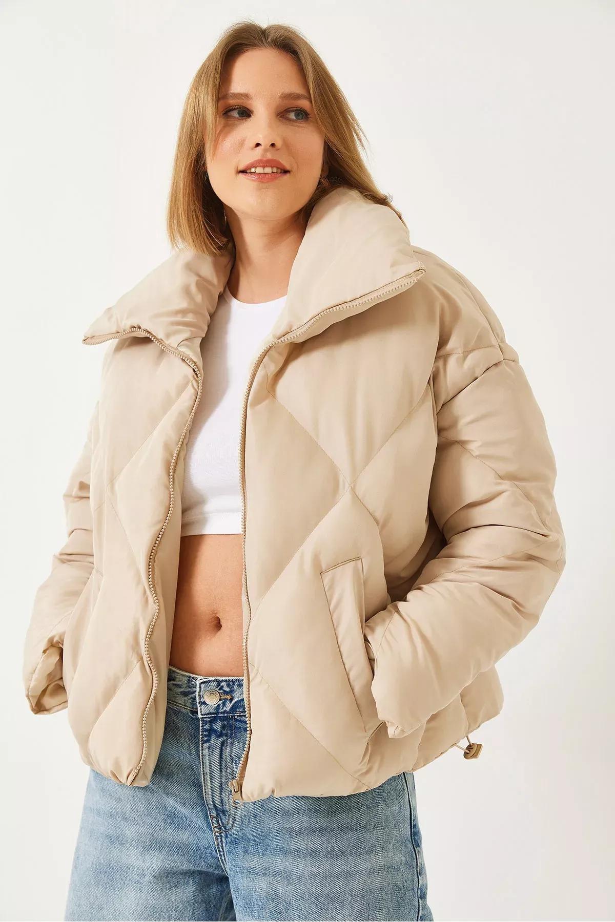 Beige Oversized Puffy Coat, Beige, large image number 4