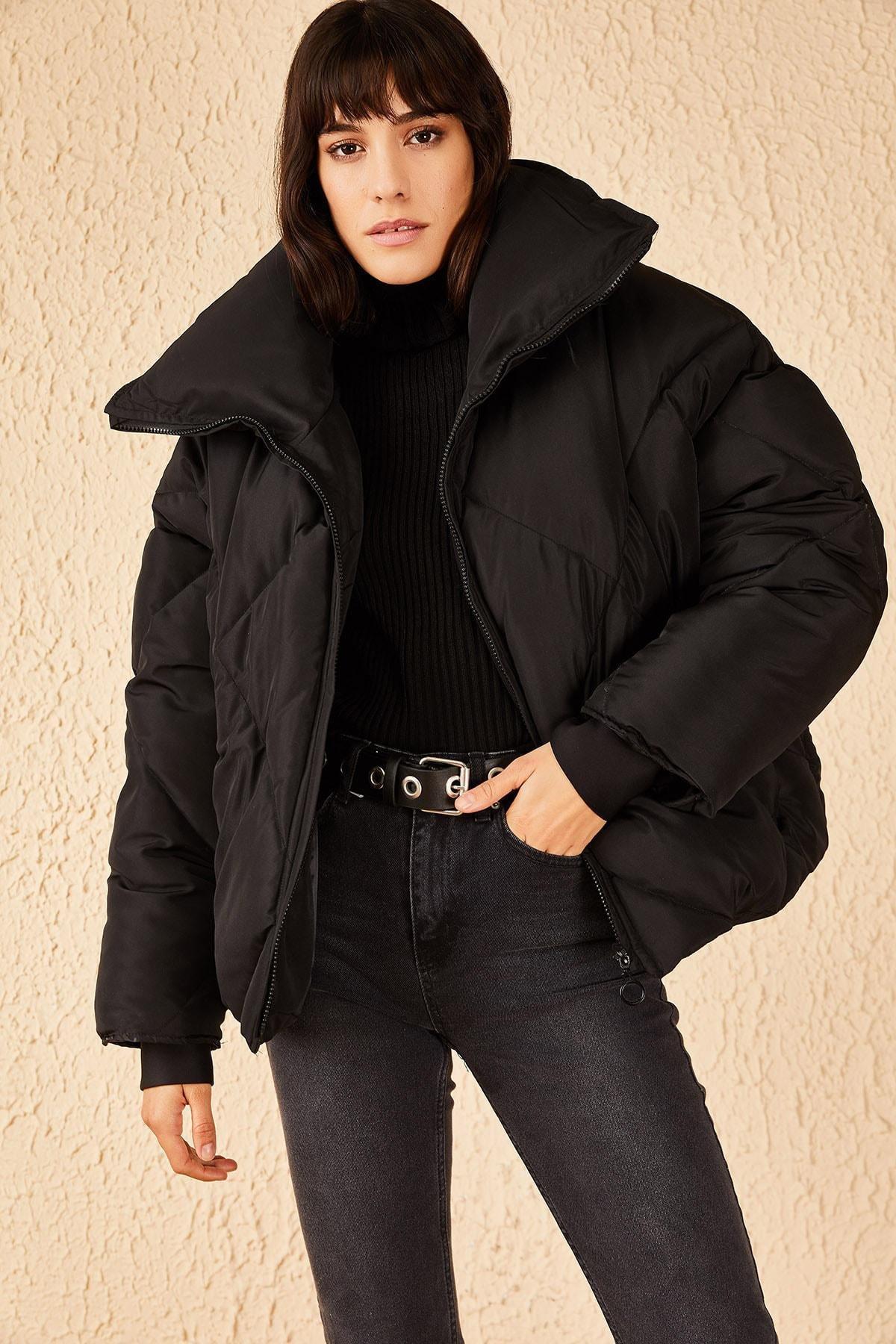 Black Oversized Puffy Coat, , large image number 0