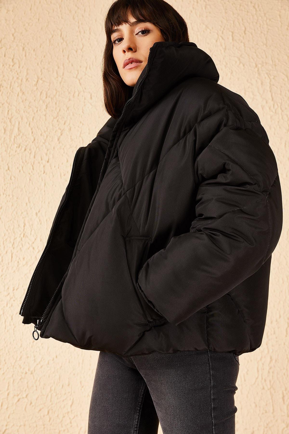 Black Oversized Puffy Coat, , large image number 1