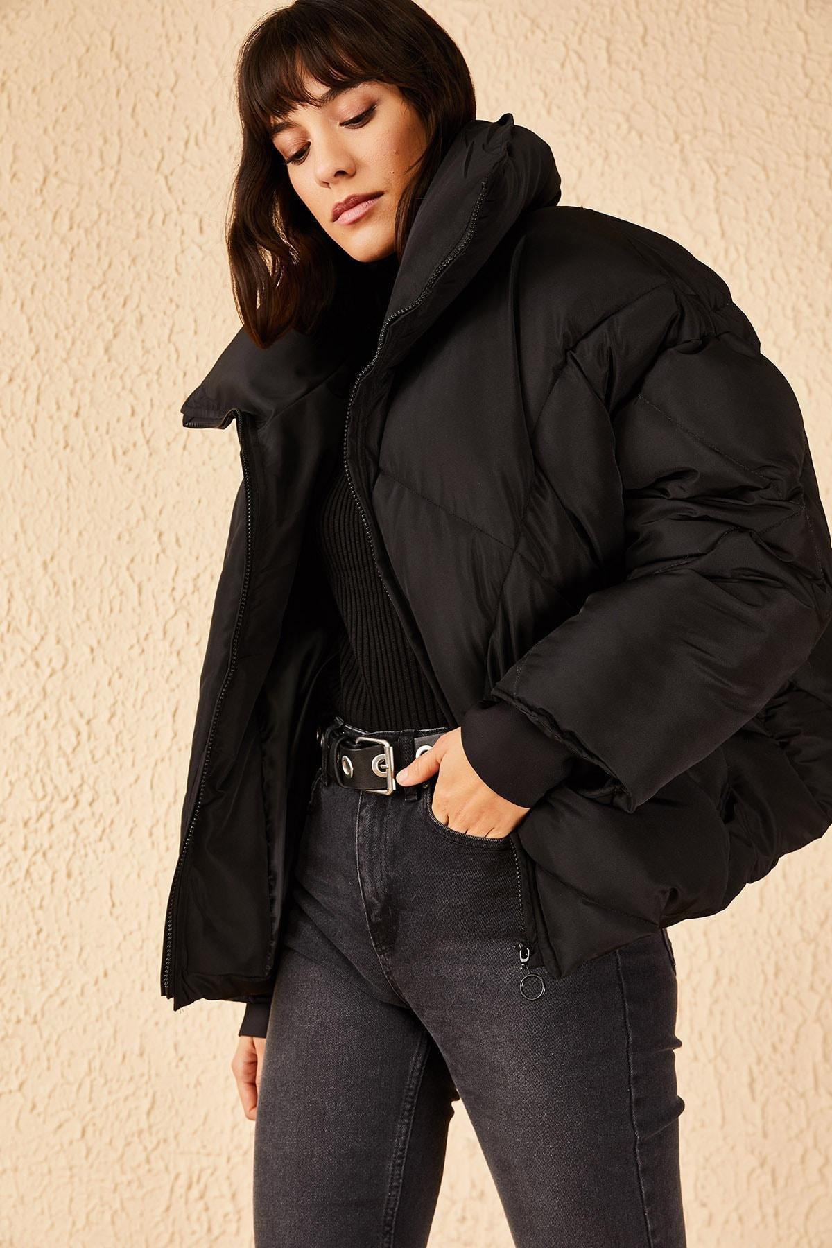 Black Oversized Puffy Coat, , large image number 2