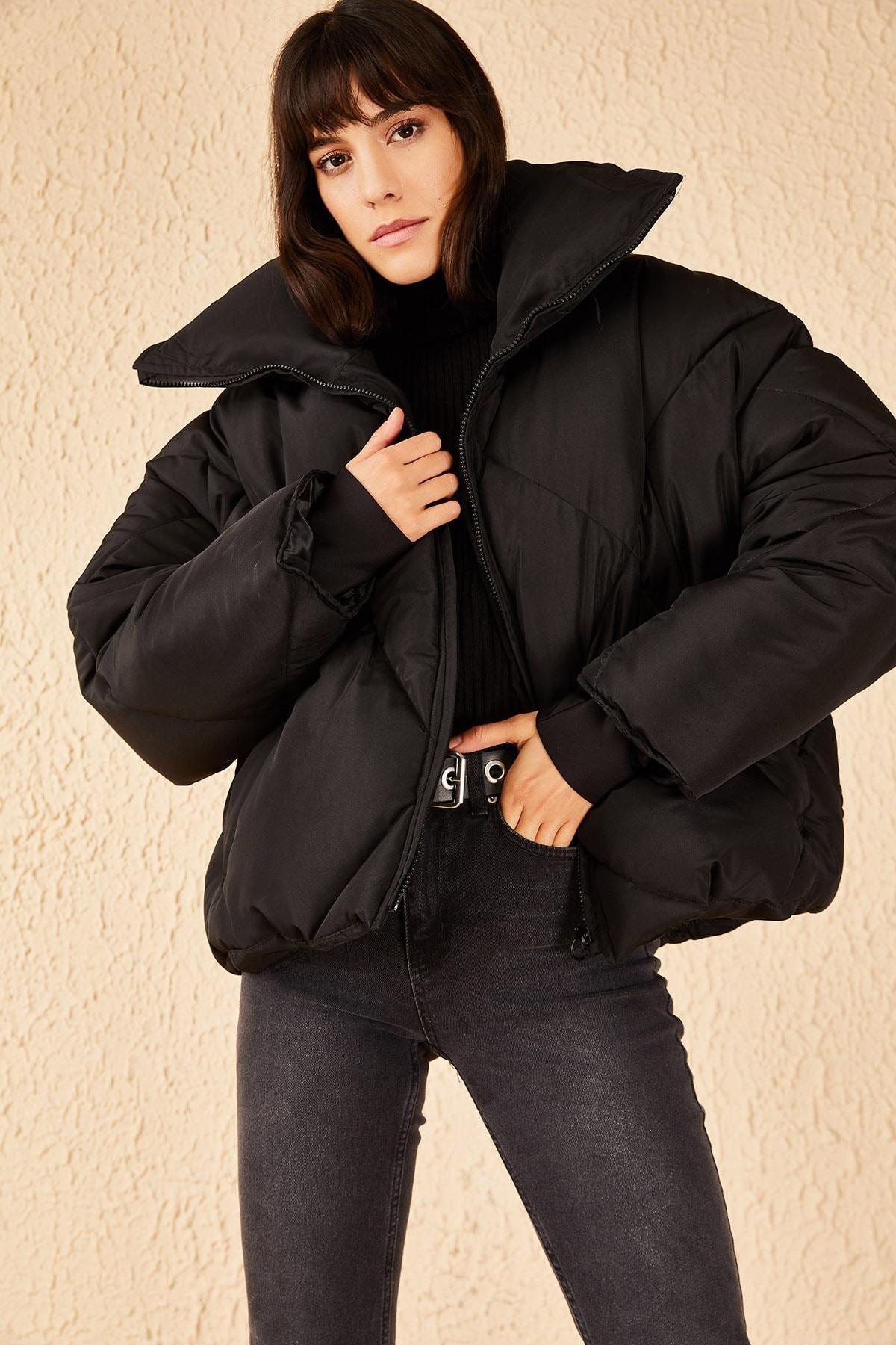 Black Oversized Puffy Coat, , large image number 3
