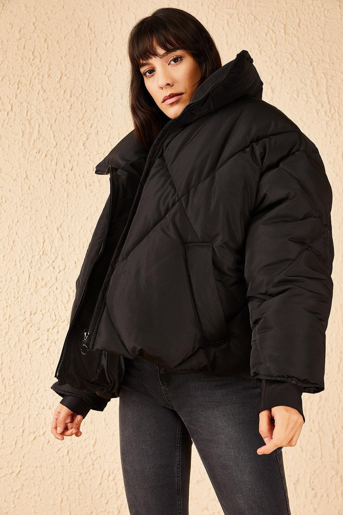 Black Oversized Puffy Coat, , large image number 4